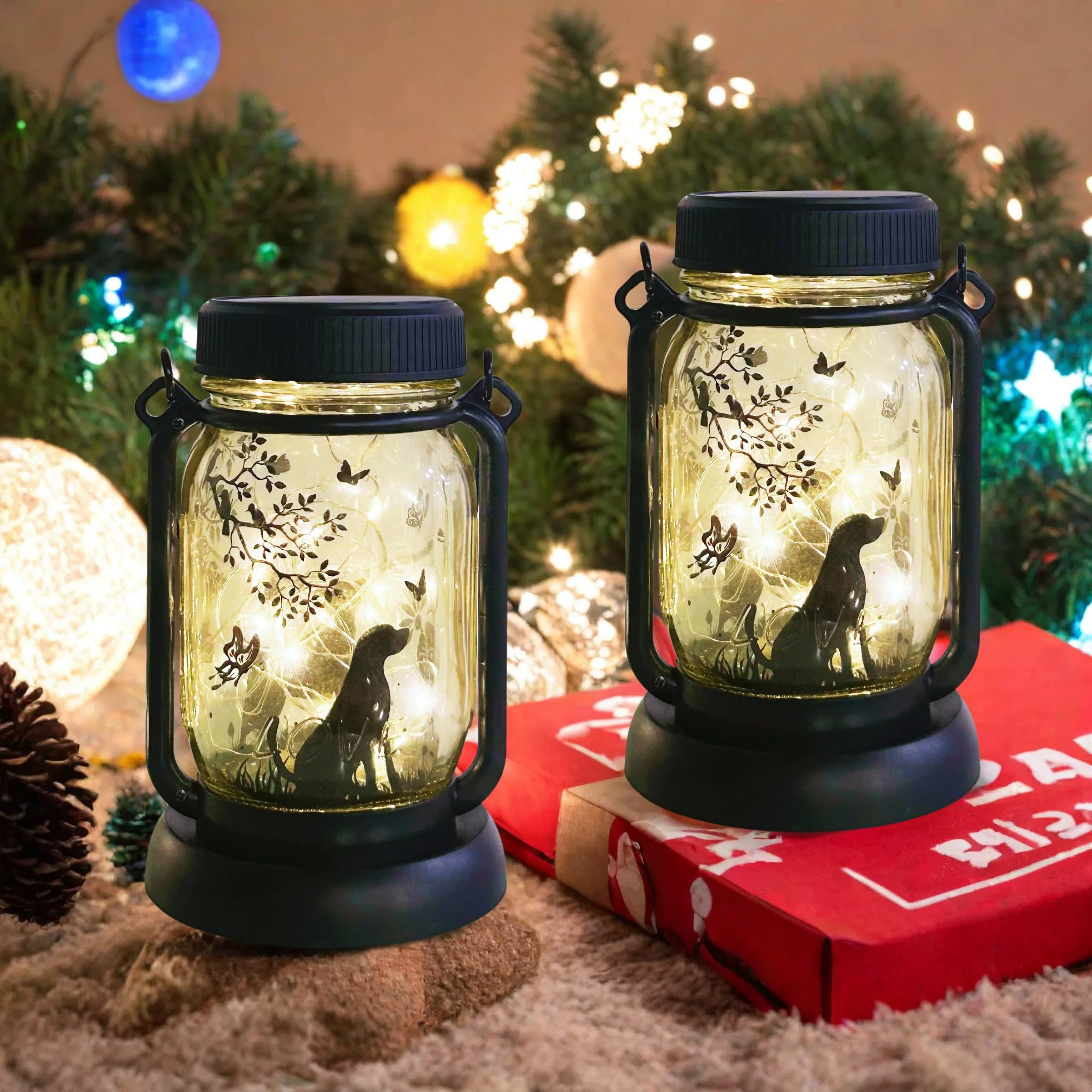 2Pcs Dog Solar Garden Lights, Garden Decor, Yard Decor, Dog Lamp, Gift for Dog Loves, Gifts for Girls, Patio Outdoor Porch Water