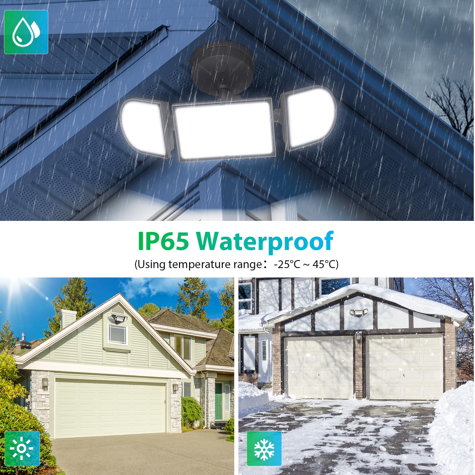 Imaihom 100W Outdoor Flood Lights, 9000Lm Bright, 3 Adjustable Heads, Ip65 Waterproof, Brown