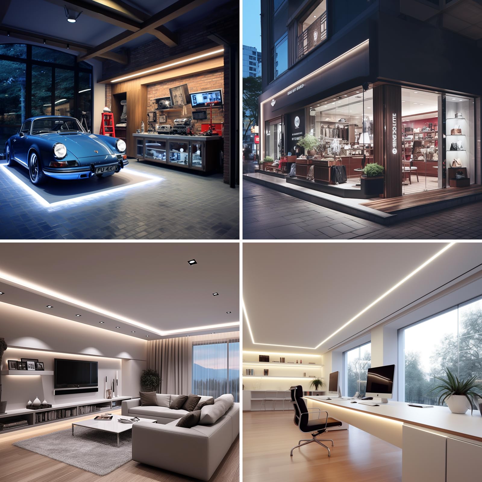 Benlun 24V Cob Led Strip Light Outdoor Waterproof 65.6Ft (2 Rolls Of 32.8Ft), 4000K Natural White 11W/M 312Leds/M Cri 93 Led Tape Light With Power Supply For Bedroom Courtyard Living Room Ceiling