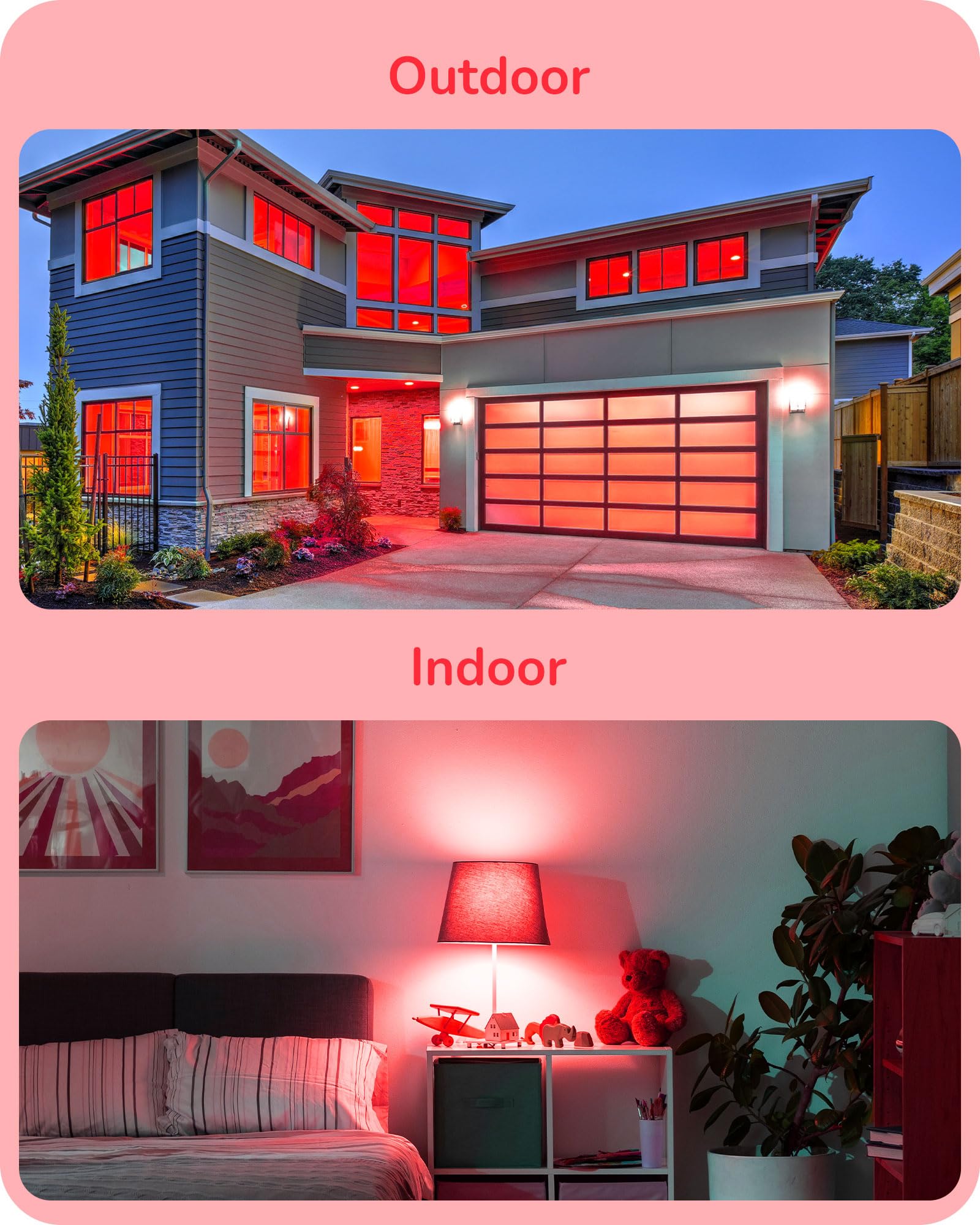 Edishine Par38 Red Led Flood Light Bulbs Outdoor, Dimmable Red Led Light Bulb, 18W(120W Equivalent), Flood Lights For Party/Home