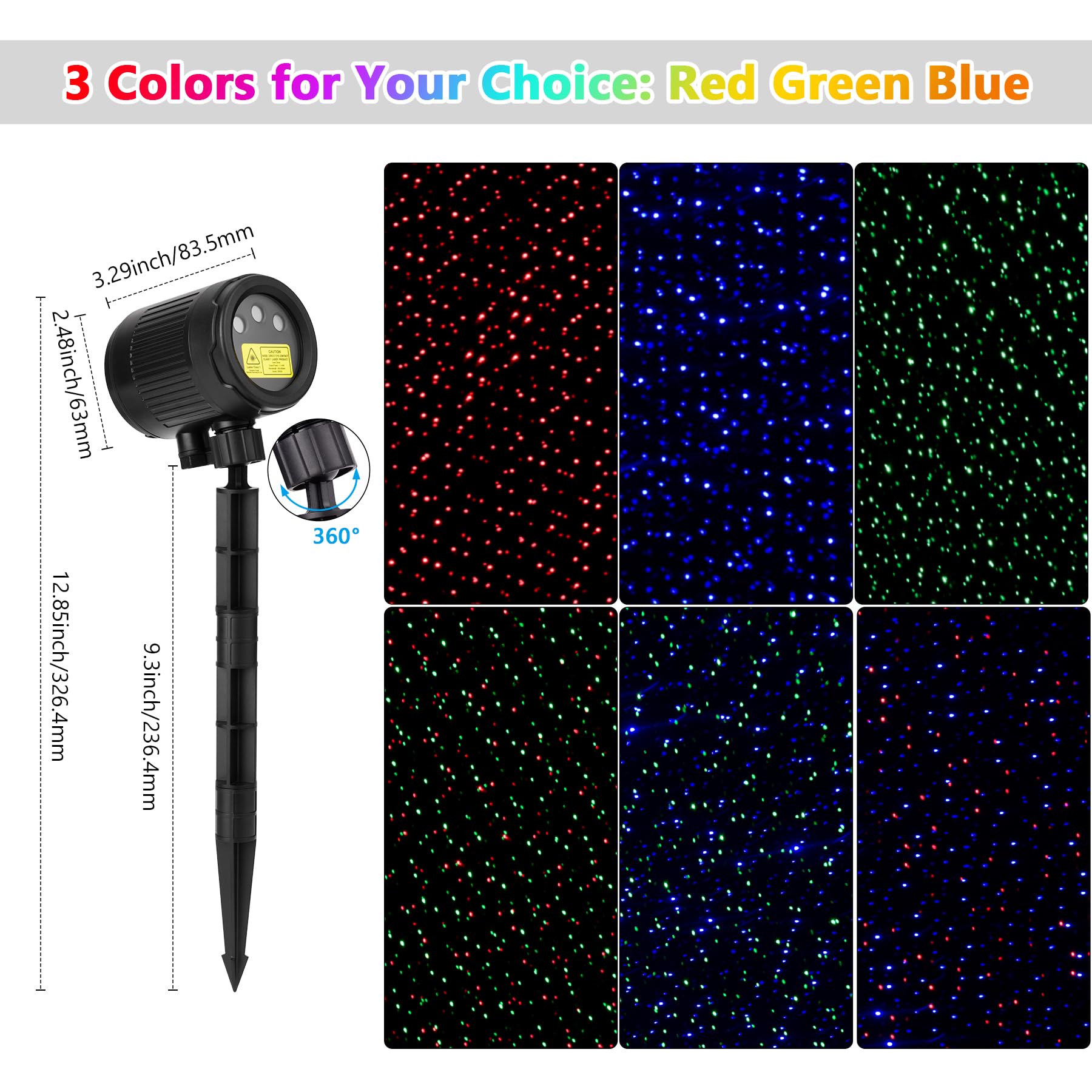Nazuwke Laser Christmas Projector Lights Outdoor, Red Green Blue 3 Color Firefly Lights Show Laser Projection With Remote, Water