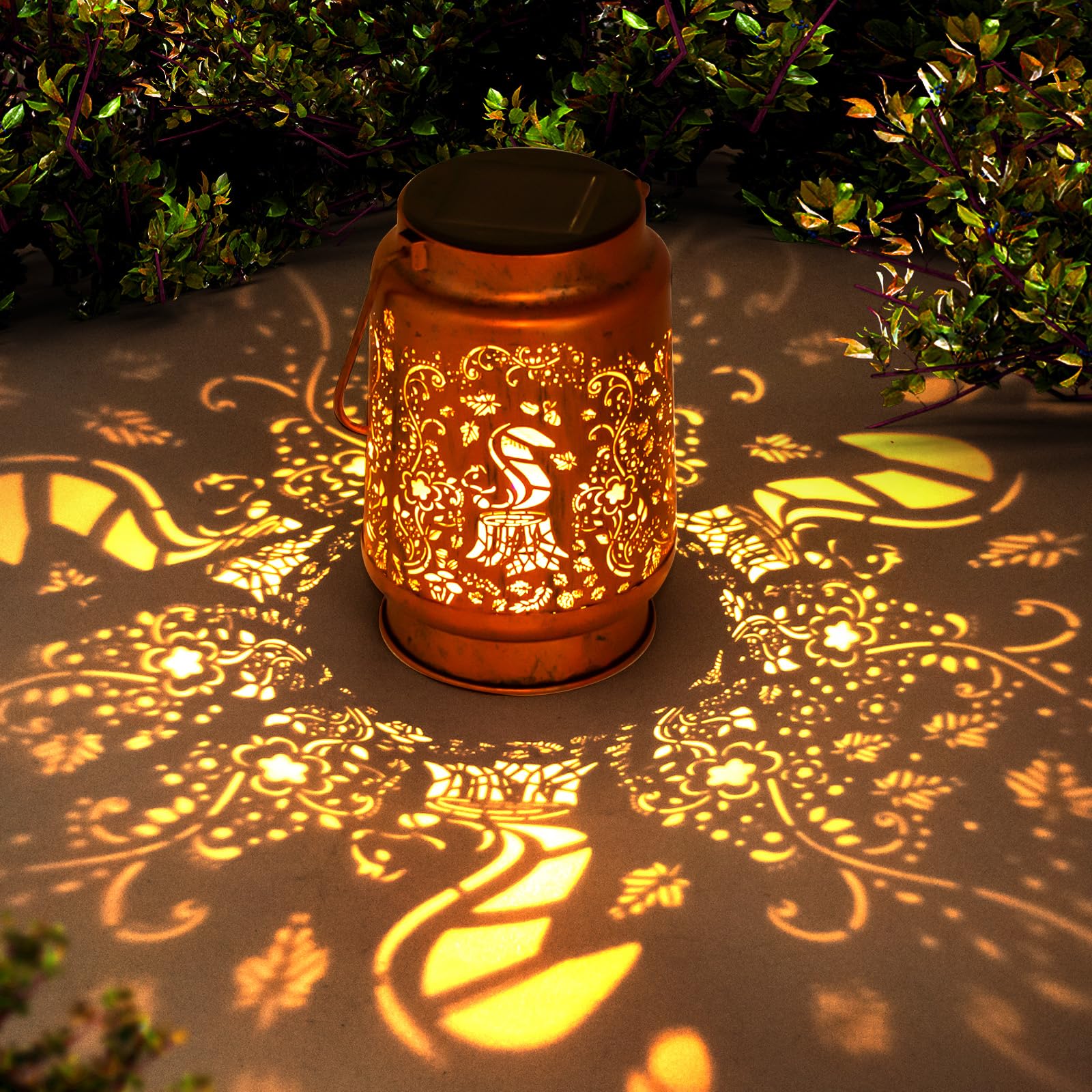Solar Lanterns Outdoor Garden Decor  Gifts For Women  Mom  Grandma  Birthday  Thanksgiving  Decorative Waterproof Hanging Metal Led Light For Yard  Patio  Lawn  Landscape  Backyard (Squirrel)