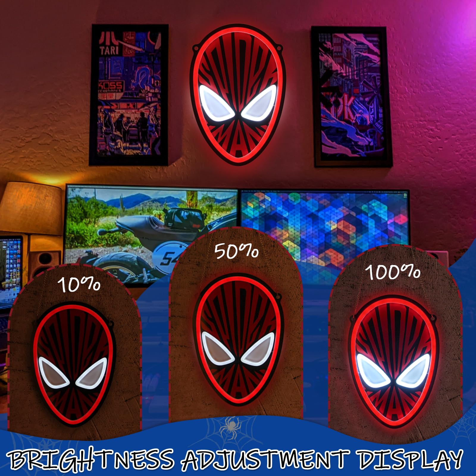FRIFUN LED Neon Sign - Spider-Man Wall Decor - USB Powered - Acrylic - Model 001