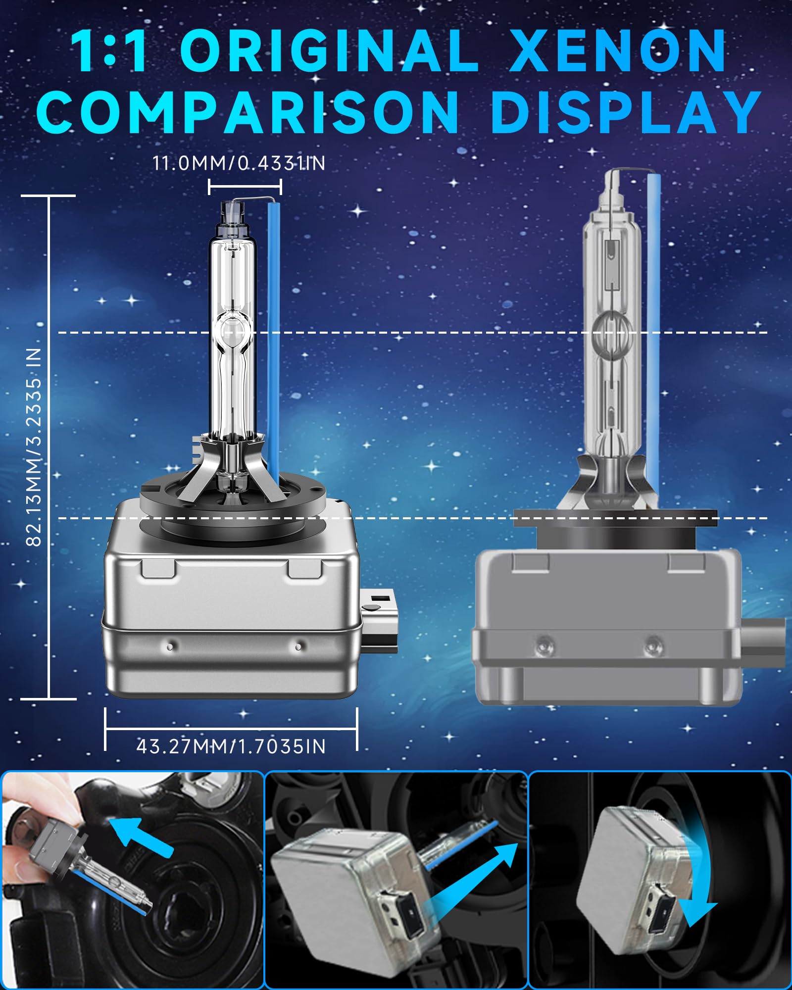 SENROBO D1S HID Xenon Headlight Bulbs, 8000K Blue, High Low Beam, Pack of 2 for Mercedes Benz GLS/GL Series
