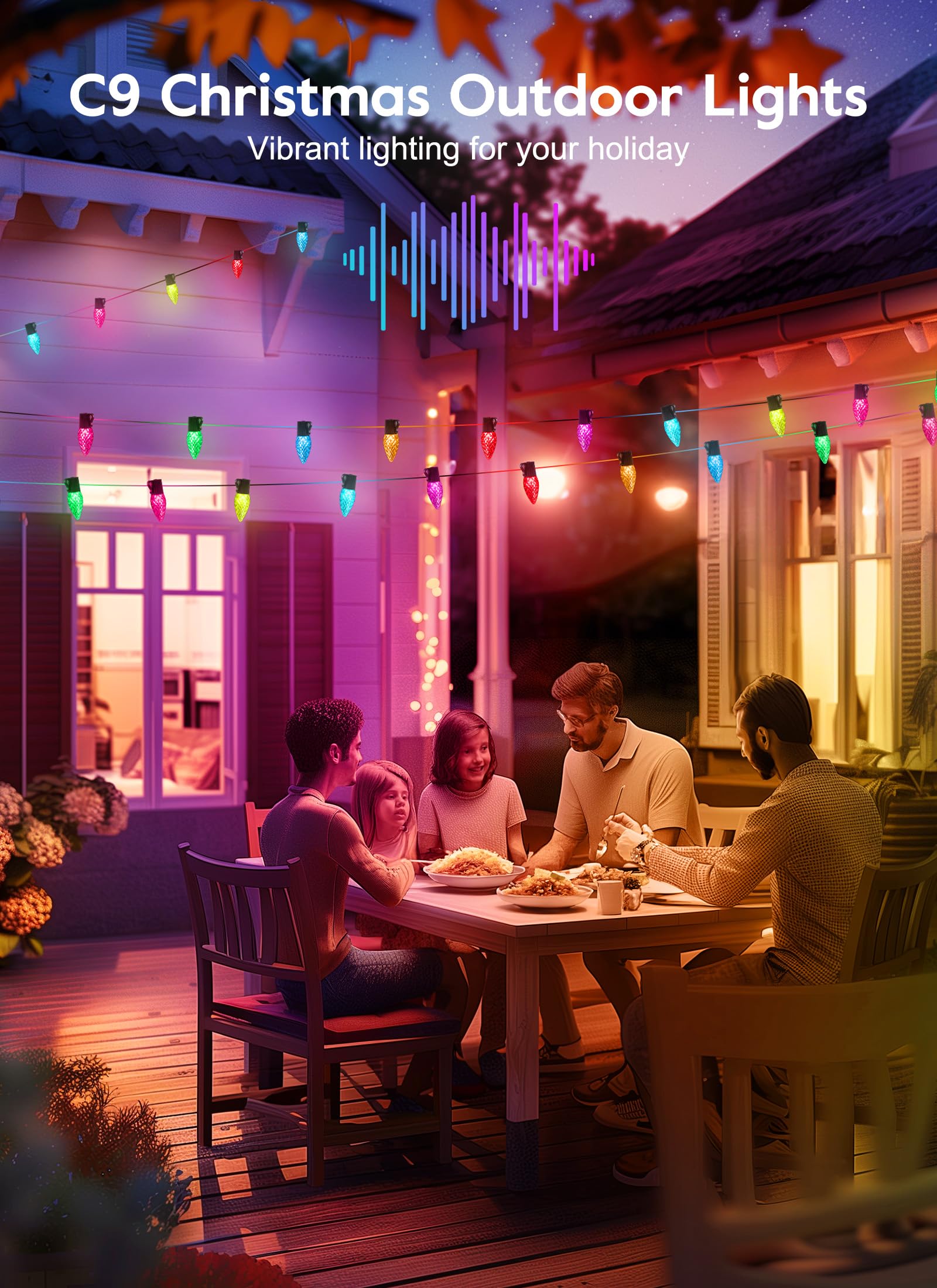 Minetom C9 LED Christmas Lights, 100 RGB Smart Lights, 66 Ft Waterproof String Lights for Indoor/Outdoor Decor, Model BMSL18