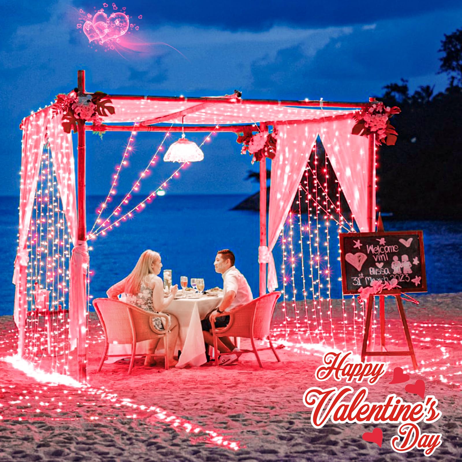 Einiiya 120 Led Red String Lights Outdoor, 40Ft Red Christmas Lights 8 Modes Red Led Lights Clear Wire, Plug In Waterproof Fairy