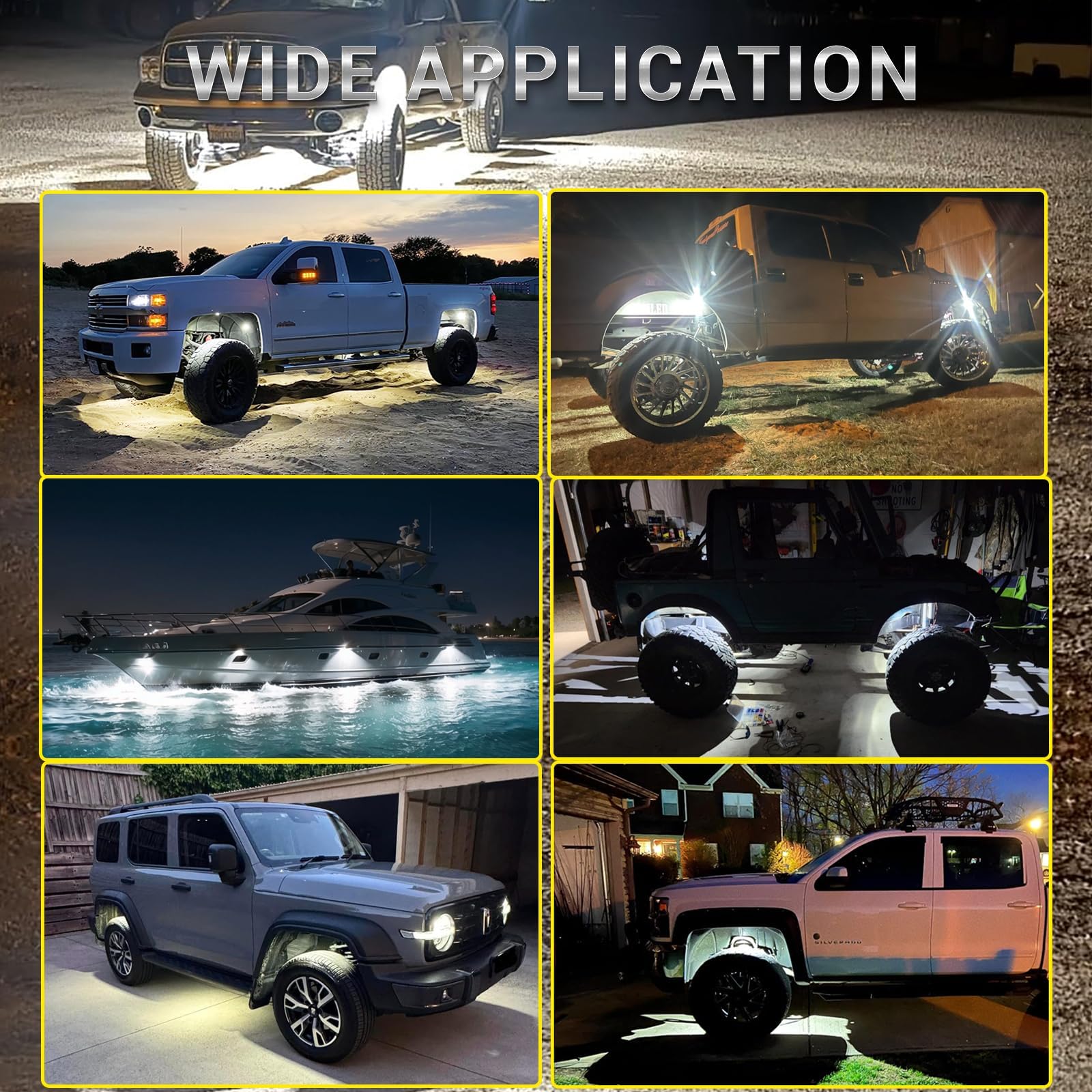 12 Pods Pure White Led Rock Lights With Extension Wires  6500K Super Bright White Underglow Kit For Truck Trailer Offroad Pickup Sxs Utv  Ip67 Waterproof Under Trailer Lighting