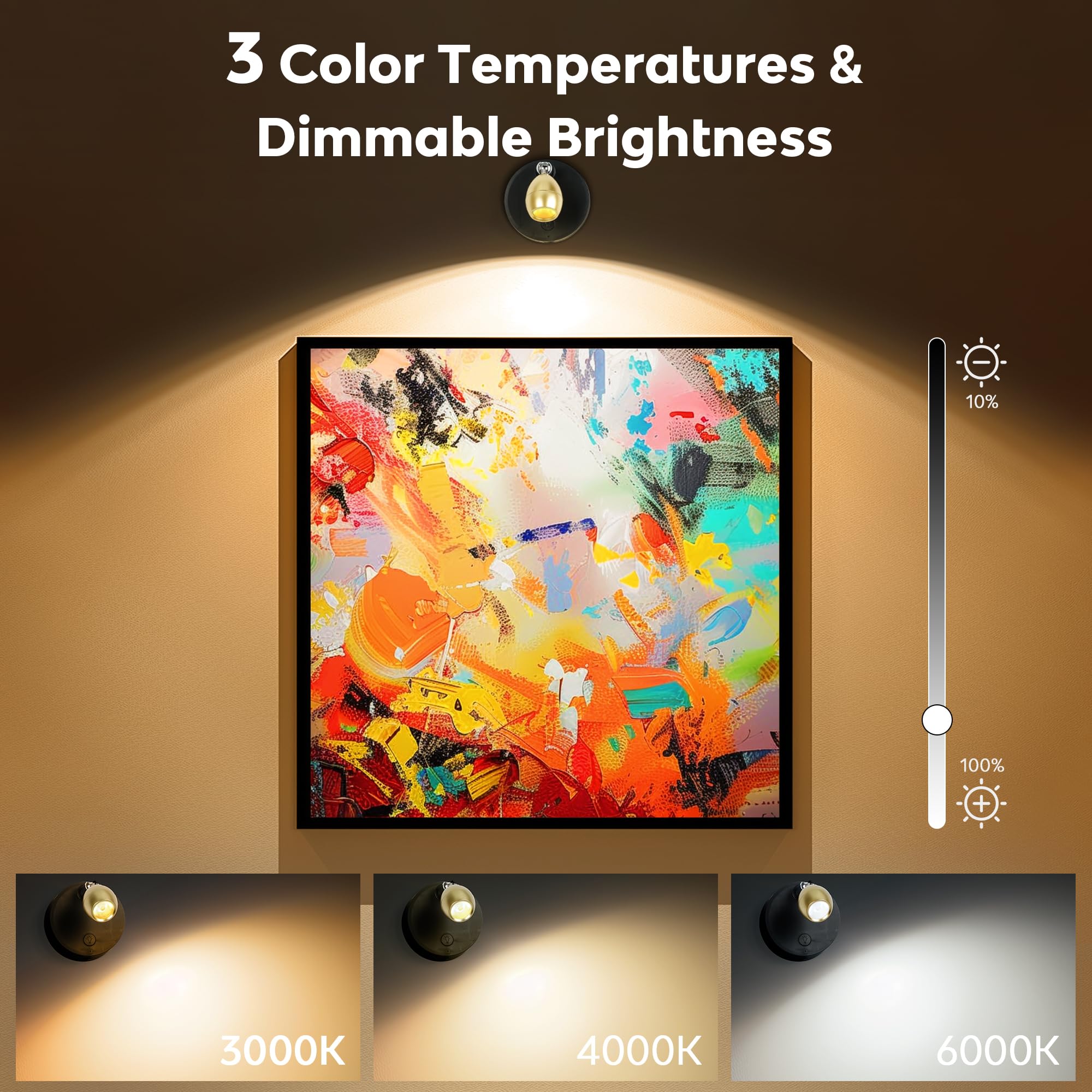 4Pack Rechargeable Spot Lights Indoor, Wireless Tree Lights Indoor With Remote Control Timer&Dimmable, 3Cct Led Uplighting Indoo