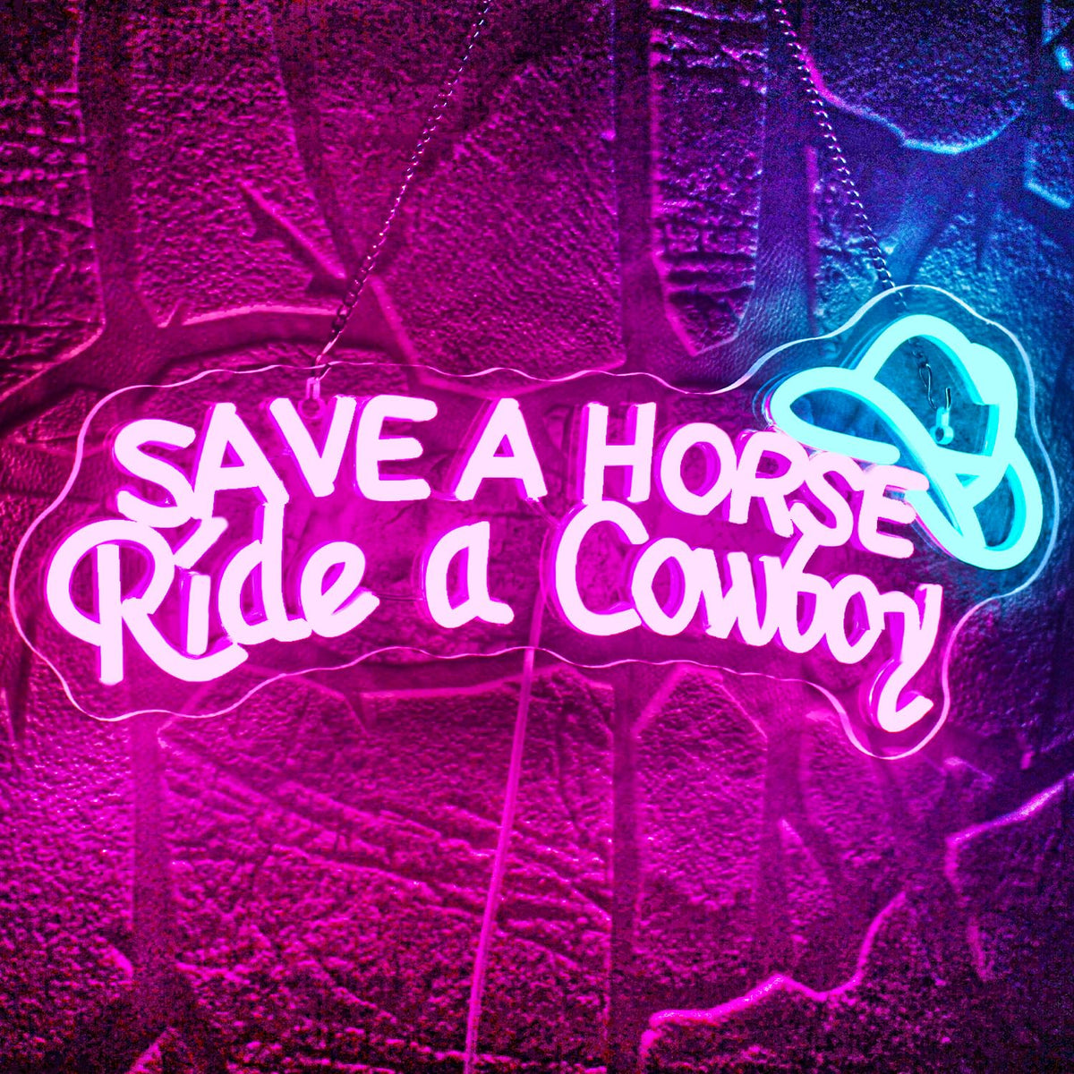 WLHOPE Neon Sign, Save A Horse Ride A Cowboy, Adjustable Brightness, S ...
