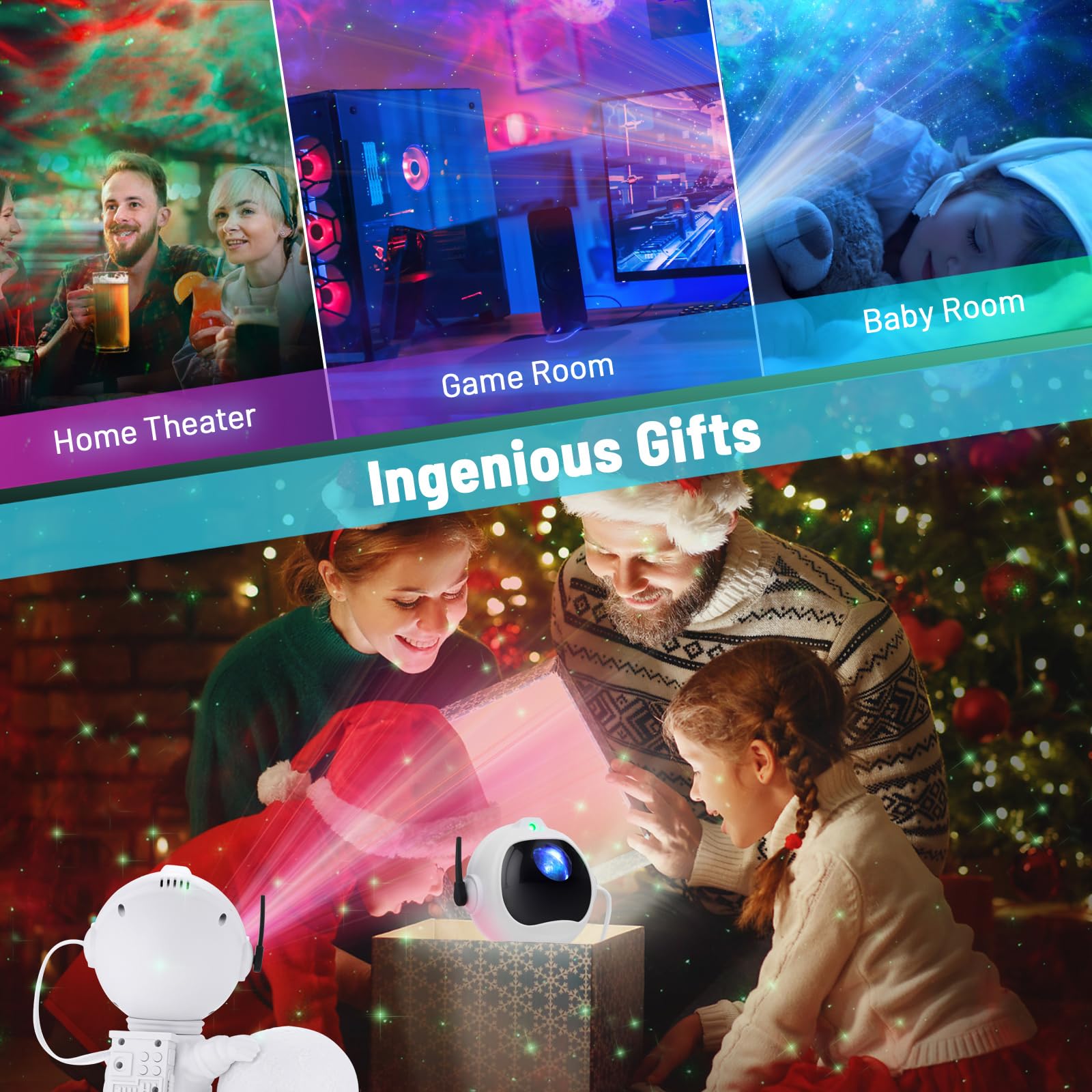 Kimhy Astronaut Galaxy Projector, 2 In 1 Galaxy Projector For Room Decor With Moon Lamp, Star Projector Galaxy Light With 8 Colo