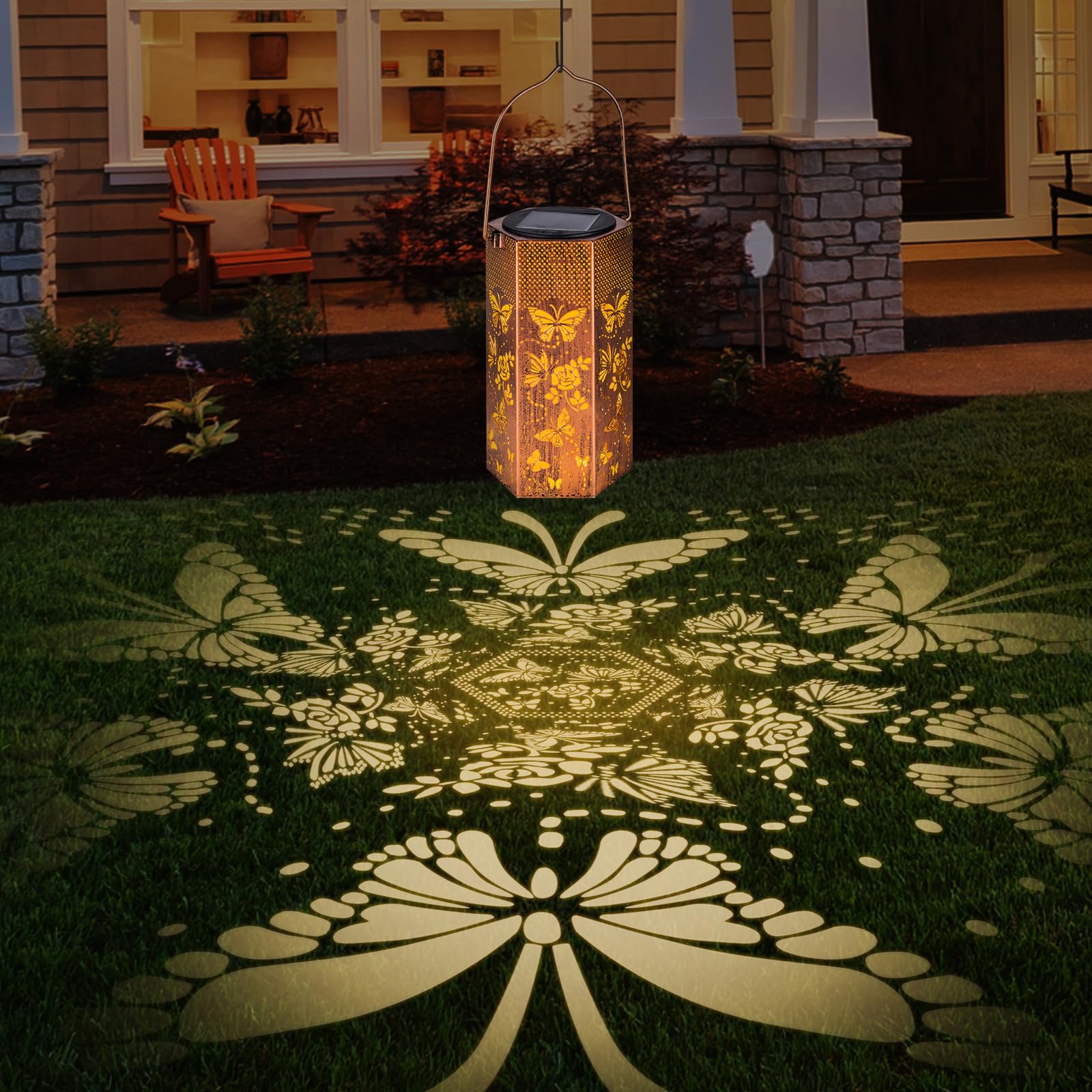 4 Pack Butterfly Solar Lanterns Outdoor Waterproof - Birthday Gifts For Women, Mom, Butterflies Solar Lights Outdoor Hanging Gar