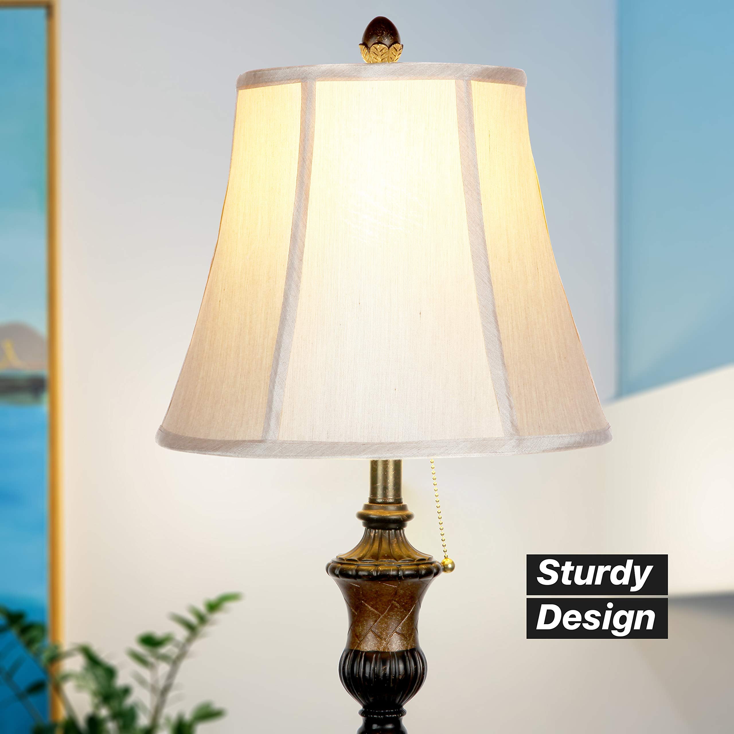 Brightech Sophia Led Floor Lamp - Mid Century Modern Bronze Design With Fabric Shade For Bedroom, Living Room & Office - Model Fl-Sphia-Bnz