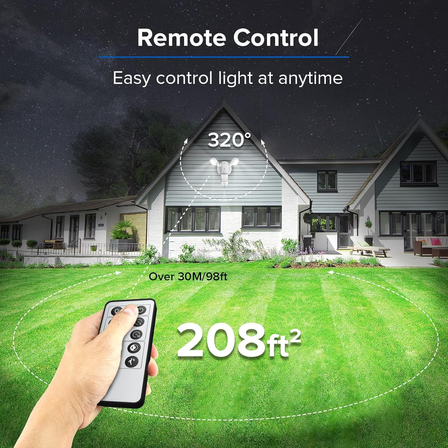 SANSI Motion Sensor Outdoor Security Light, 25W 3000LM, IP65 Waterproof, Remote, 5000K Daylight, White, Model C2440-MW-90W