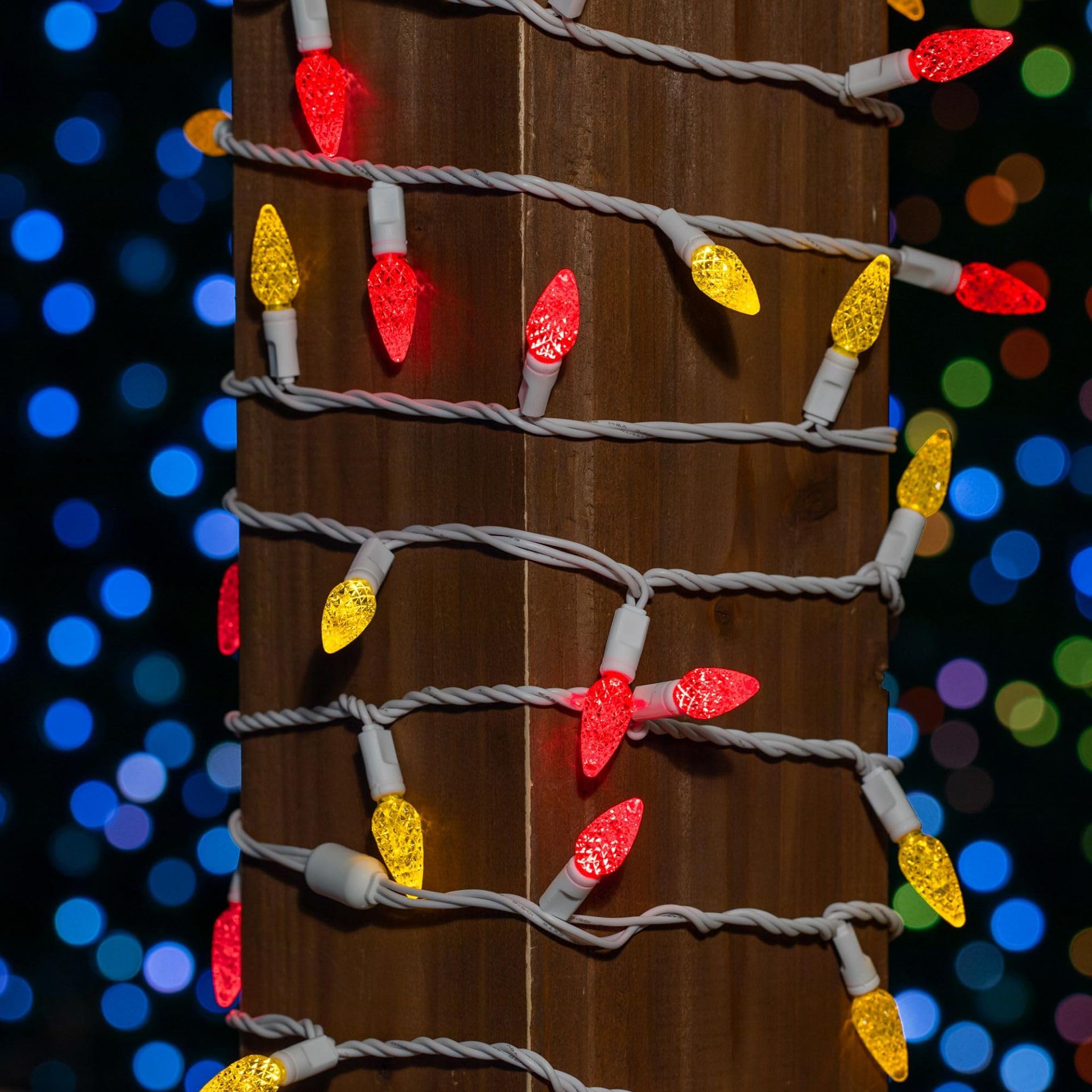 Novelty Lights 24Ft 70 Led C6 Led Mardi Gras String Lights, Outdoor Christmas Tree Commercial Grade Led String Lights, Christmas