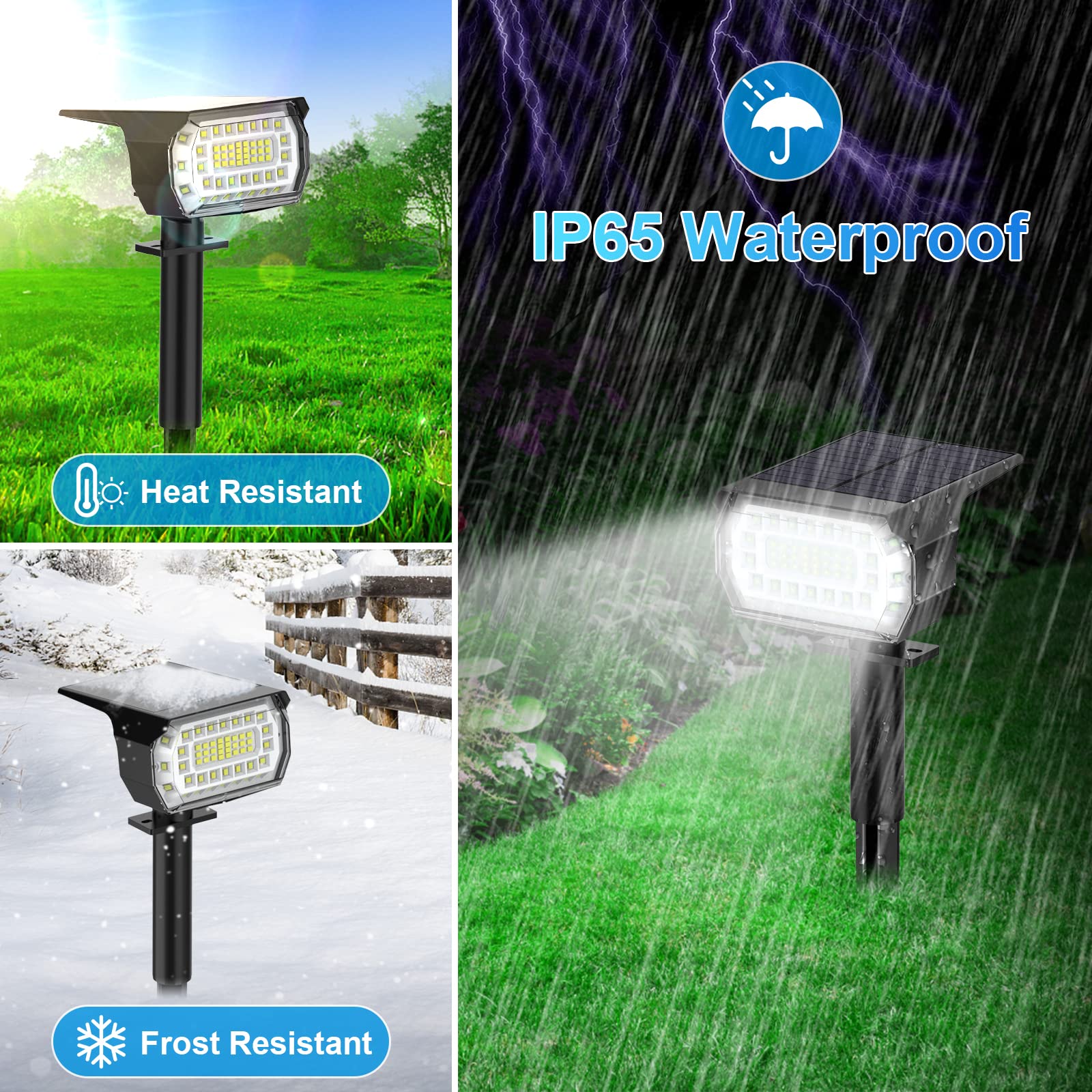 Minpea Solar Spot Lights Outdoor, [57 Led/10 Pack] Solar Lights Outdoor Ip65 Waterproof, Solar Landscape Spotlights, 3 Modes Solar Powered Garden Yard Light For Outside Patio Pathway Pool(Cold White)