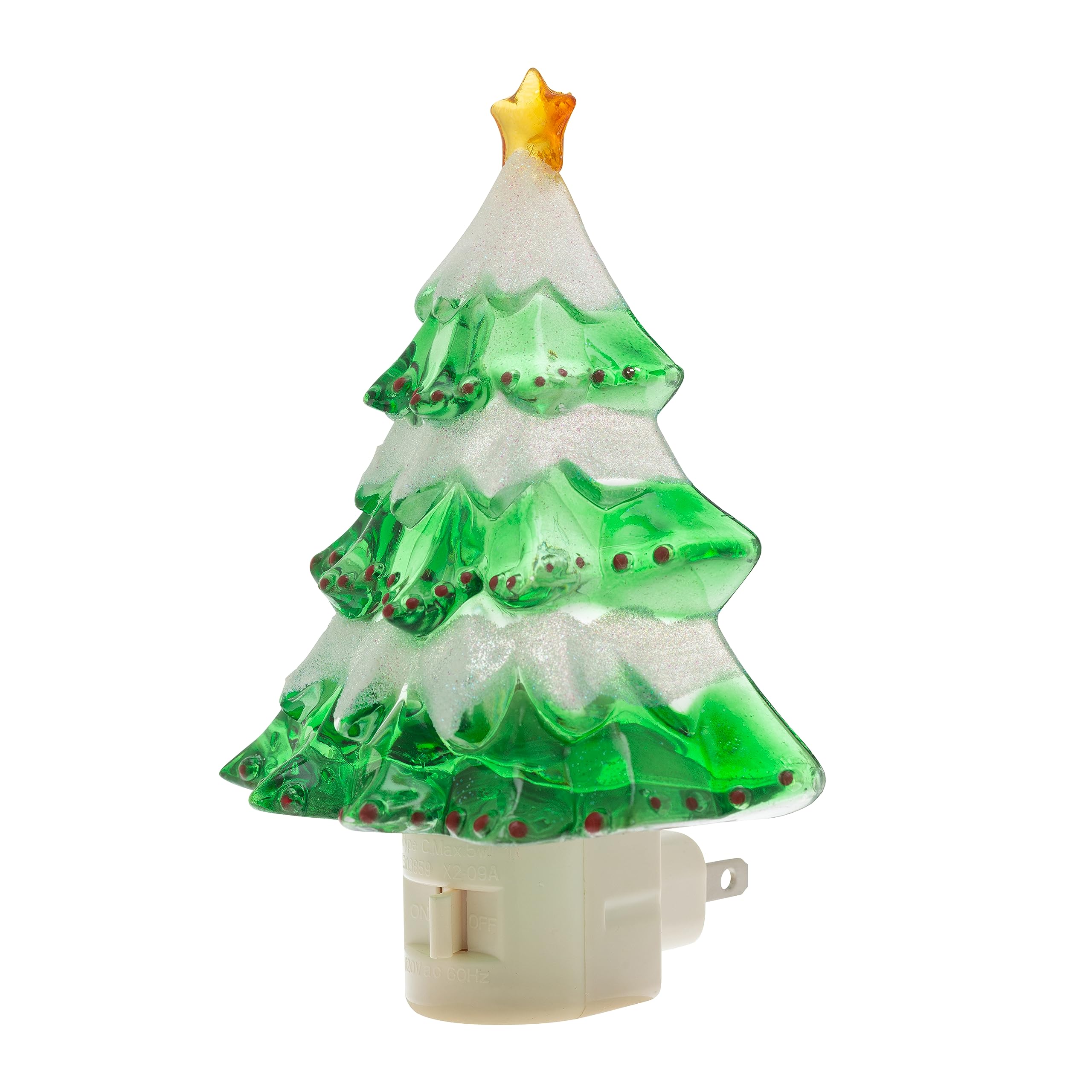 Creative Hobbies Snow Covered Christmas Tree Holiday Decor Night Lights - Includes 5W C7 And Rotational Socket With On/Off Switc