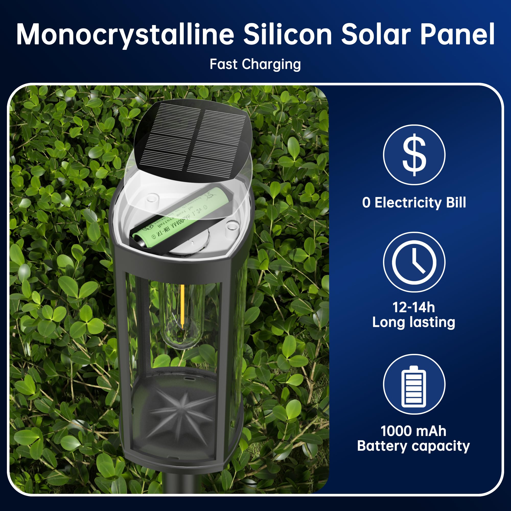 8 Pack Solar Pathway Lights Outdoor, Super Brightness Ip65 Waterproof Auto On/Off Solar Powered Landscape Lights For Outside Yar