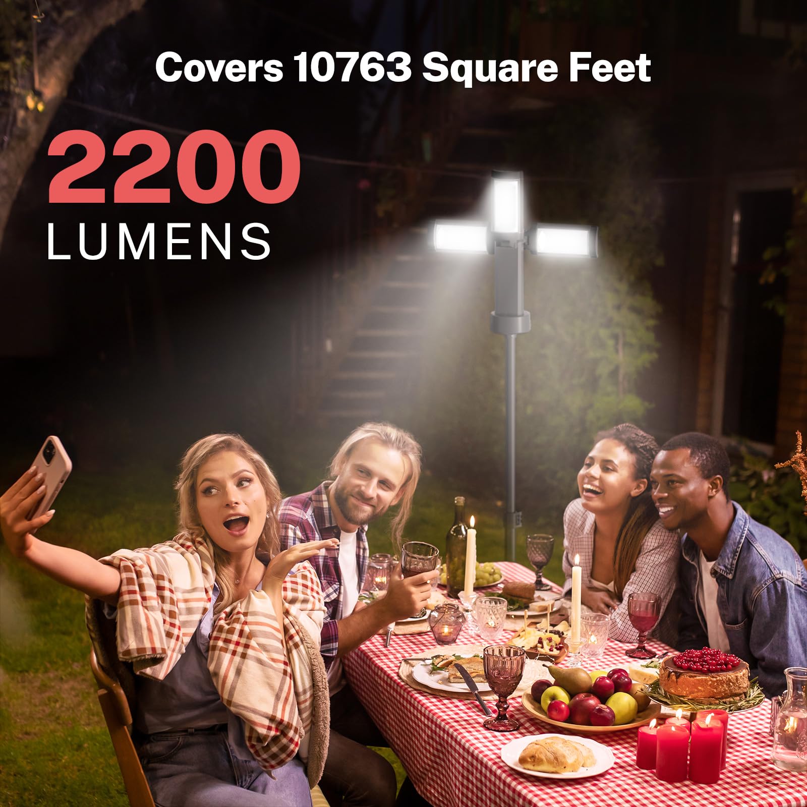 OGERY Rechargeable 10000mAh Camping Light, 2200 Lumens, 6.5 ft Max Height, Cordless Work Light with Tripod, Black, Model XQ-Z10