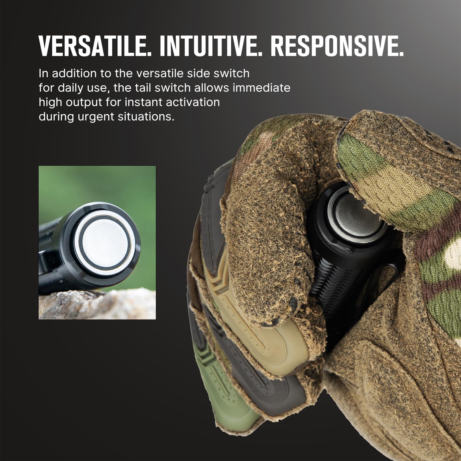 OLIGHT Warrior Nano Tactical Flashlight, 1200 Lumens Rechargeable LED Light with MCC Charger, Dual Switches EDC Light for Emerge