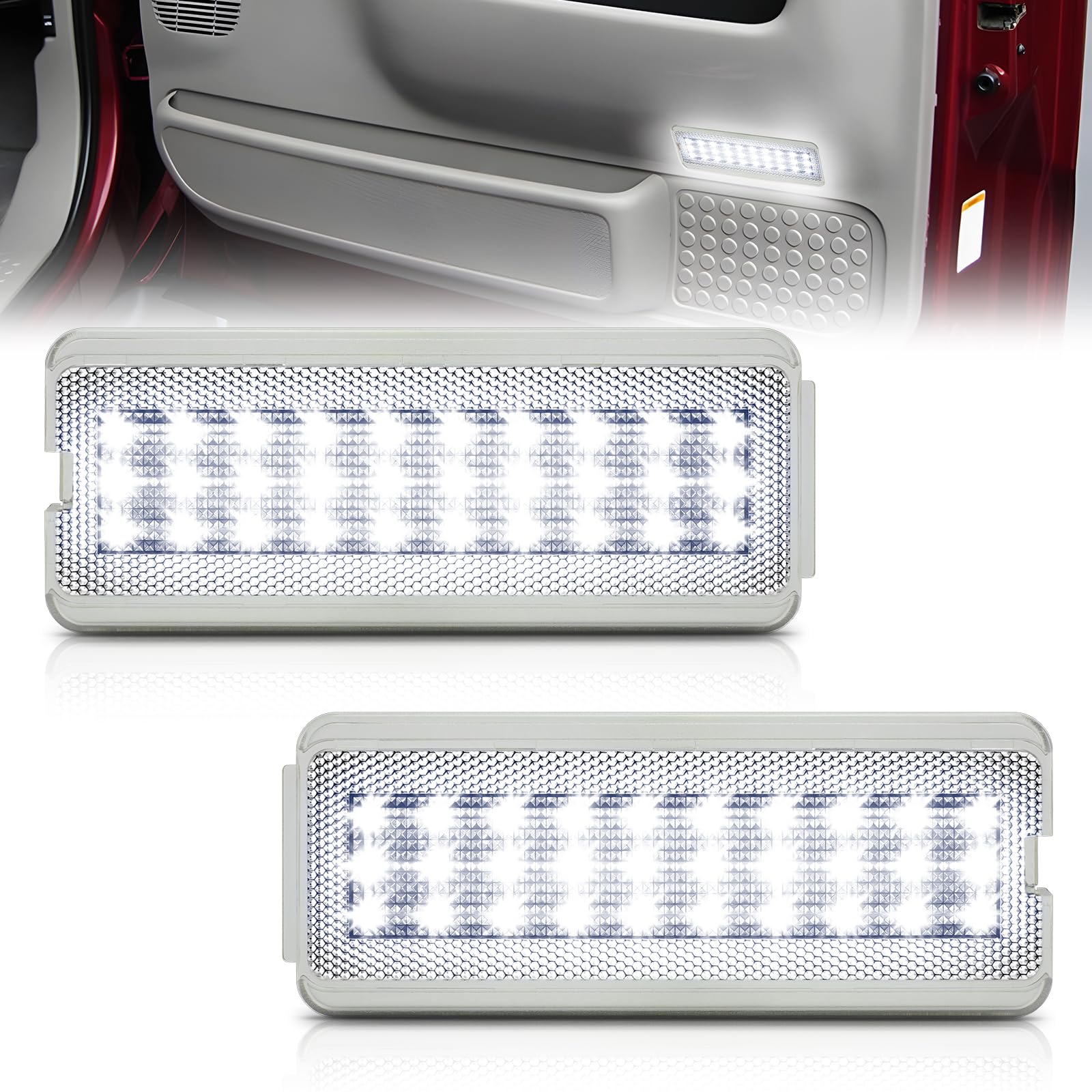NEIFILES LED Interior Door Panel Lights Compatible with Ford F-250 F-350 F-450 F-550 Reflector Panel Courtesy Lights Super Duty 1999-2007 Excursion 2000-2005 (White)
