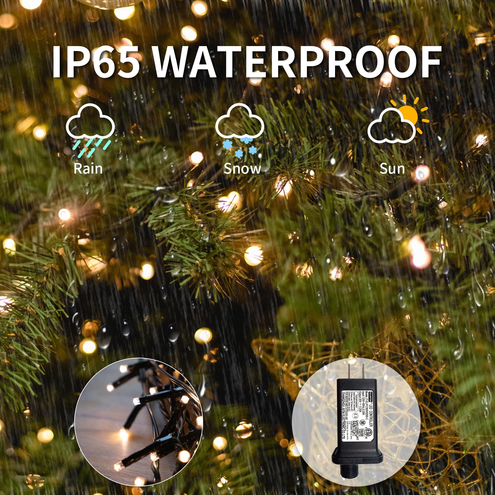 Vil Christmas Tree Lights With Ring, 8.2Ft 16 Line 448 Led Fairy String Lights Plug In, 8 Lighting Modes, For Indoor Outdoor Xmas Tree Wedding Party Decoration (Warm White)
