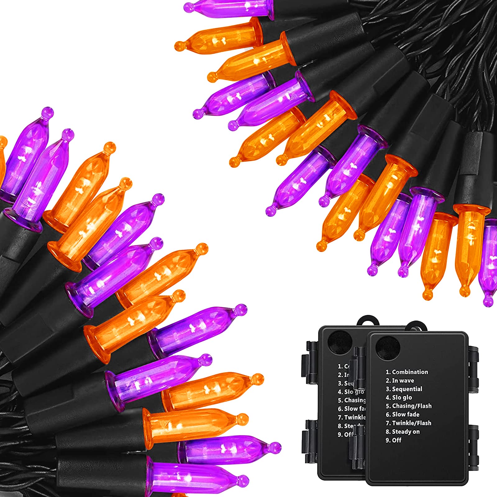 KOUQIYA Battery Operated Christmas Lights, 2 Set of 17ft 50 LED Mini String Lights with Auto-Timer 8 Modes Waterproof Tree Light