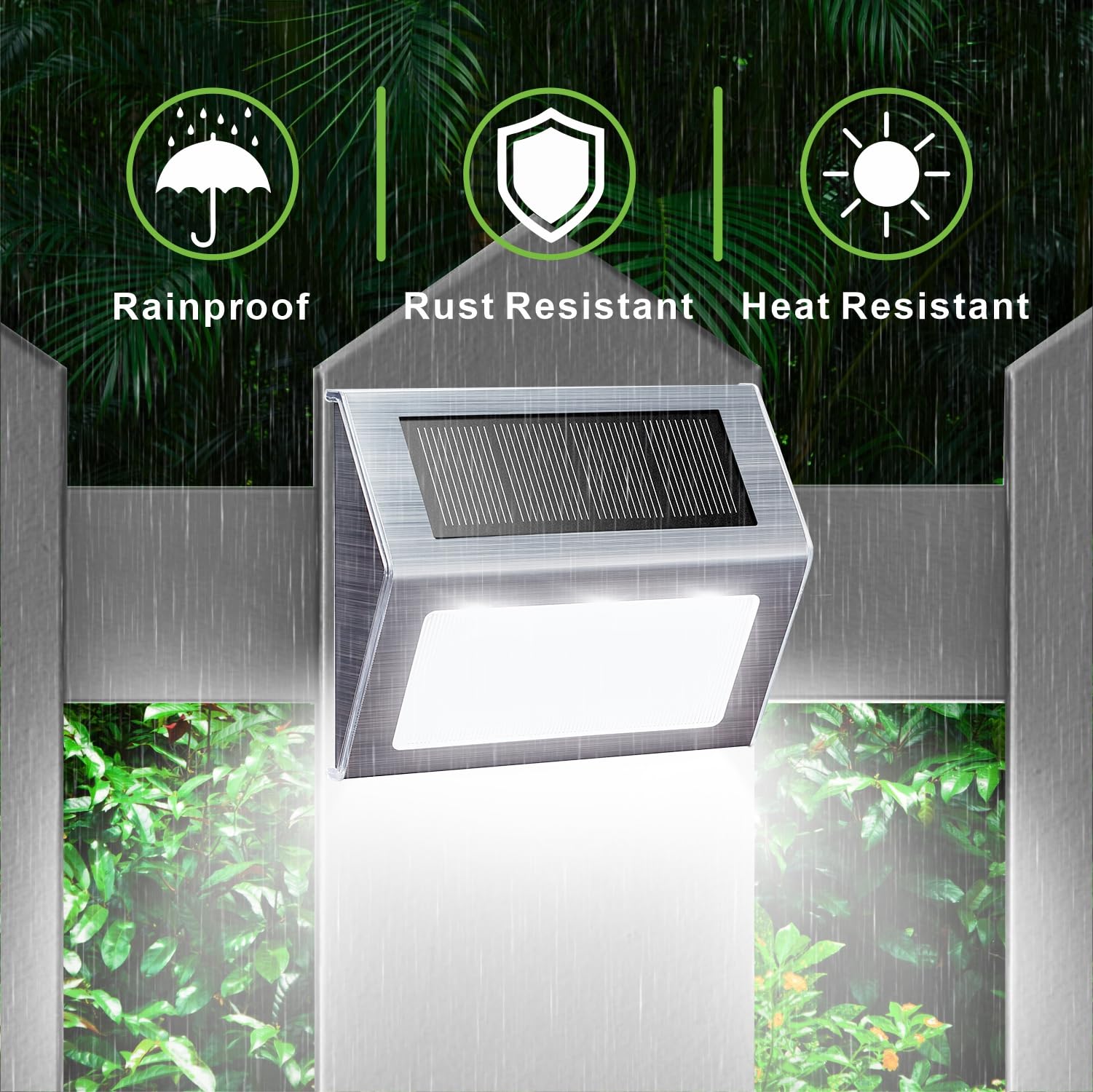Xlux Solar Powered Lights For Deck Steps Stairs Fences Pathway Path, Led Lamp, Outdoor Waterproof, White Light 2 Pack
