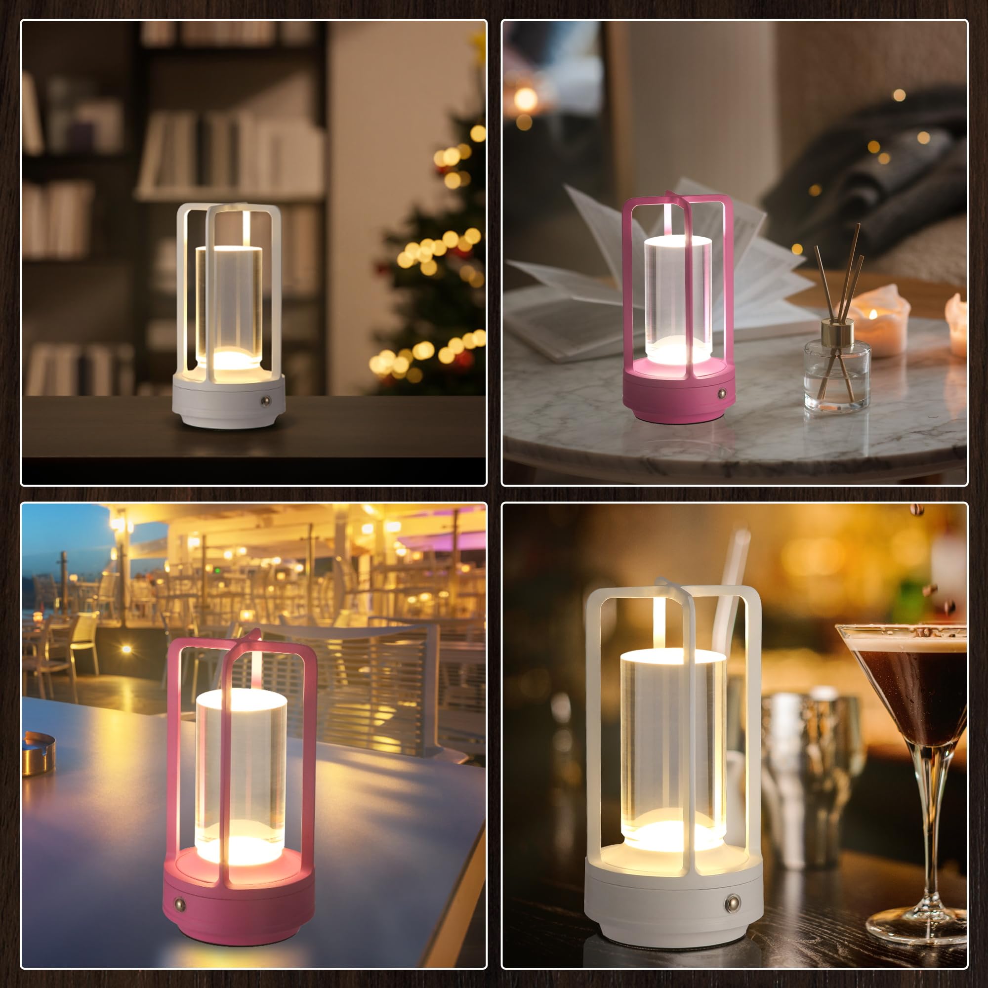 Portable Metal Table Lamp, Cordless Table Lamp, Rechargeable Battery Powered Portable Led Desk Lamp, 3 Color Stepless Dimming To