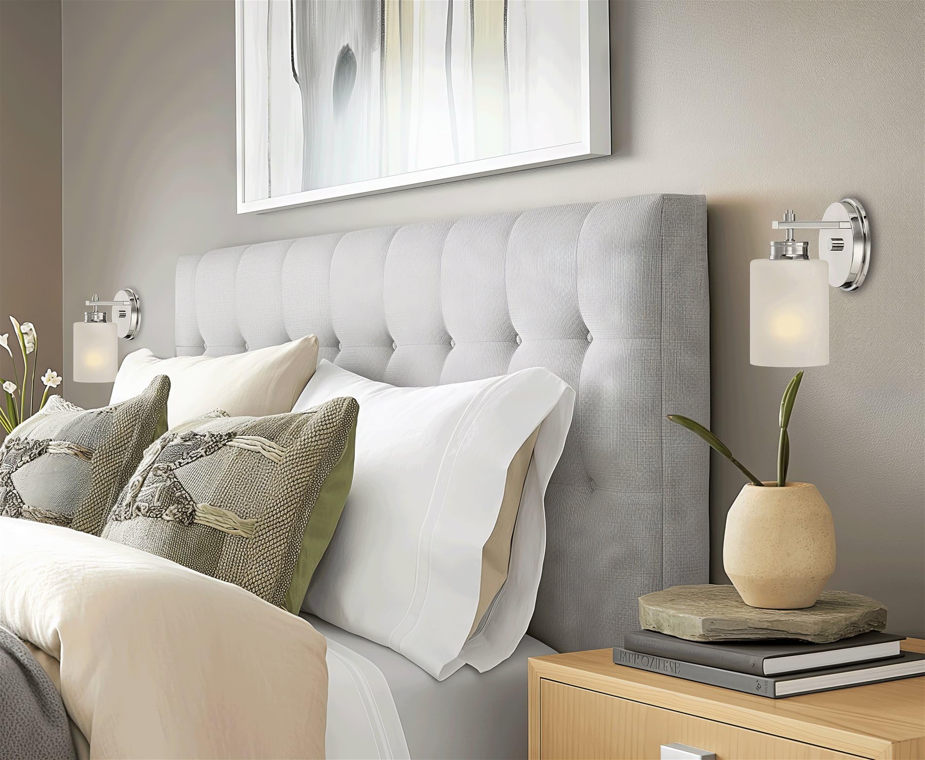 Kira Home Phoebe 8'' Modern Wall Sconce/Vanity Light + Frosted Seeded Glass Shade, Chrome Finish