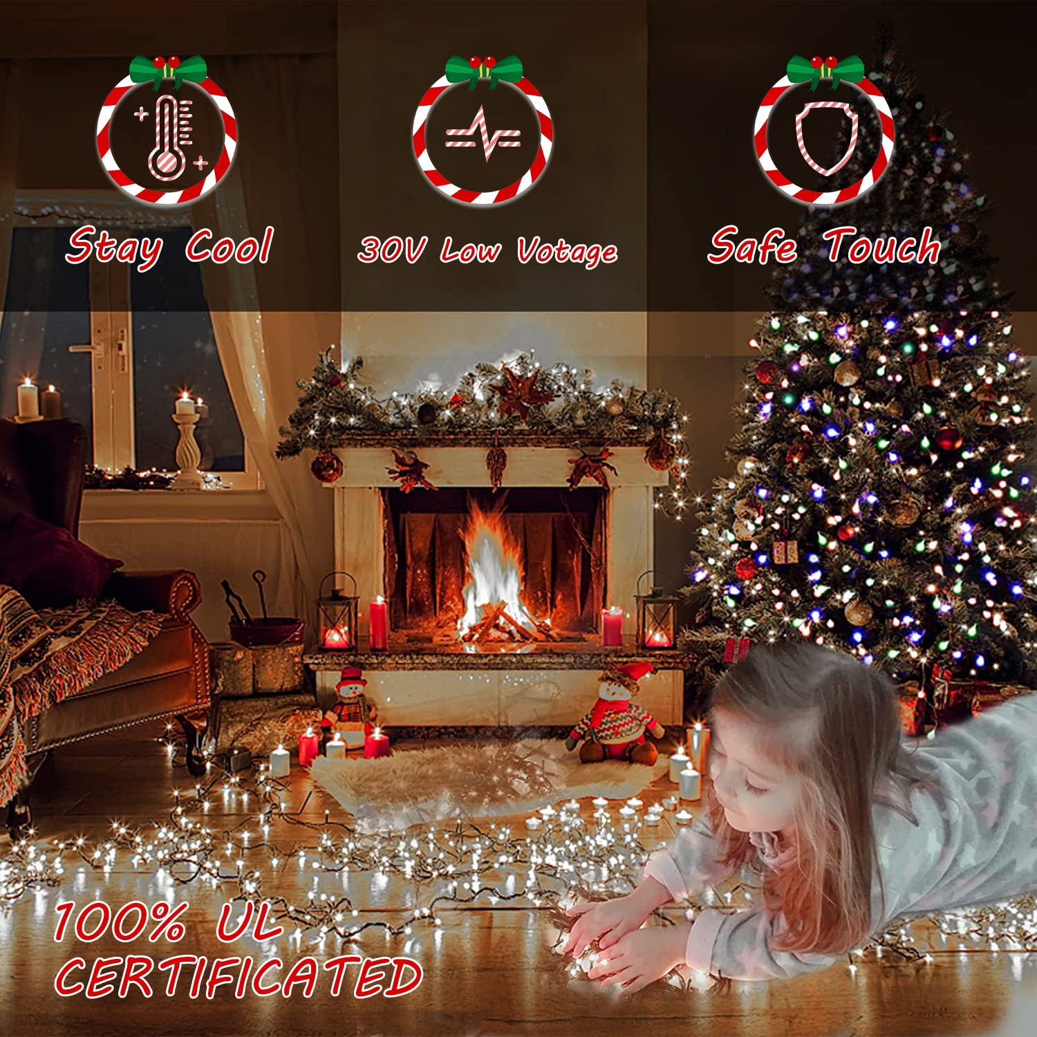 realization Christmas Lights Outdoor 108FT 300 LED Cool White Waterproof Fairy String Lights Model YLS1000WD01