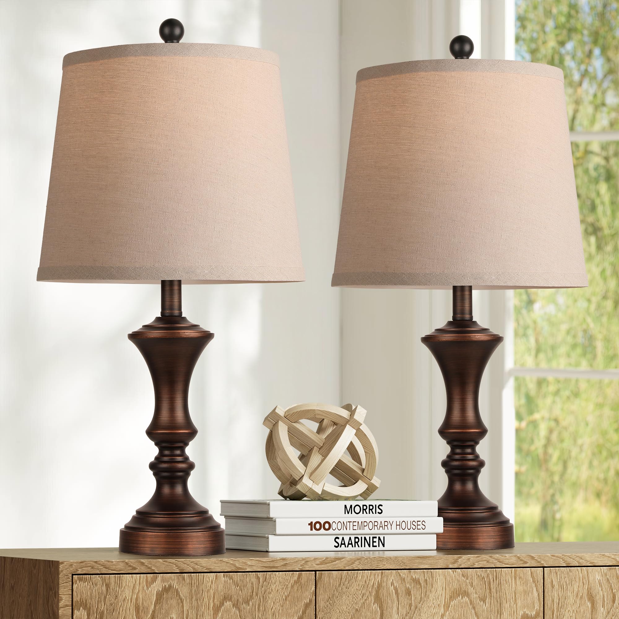 ROTTOGOON Retro Table Lamps Set of 2 Vintage Rustic Nightstand Lamps Brown Model ROLP406AZ2