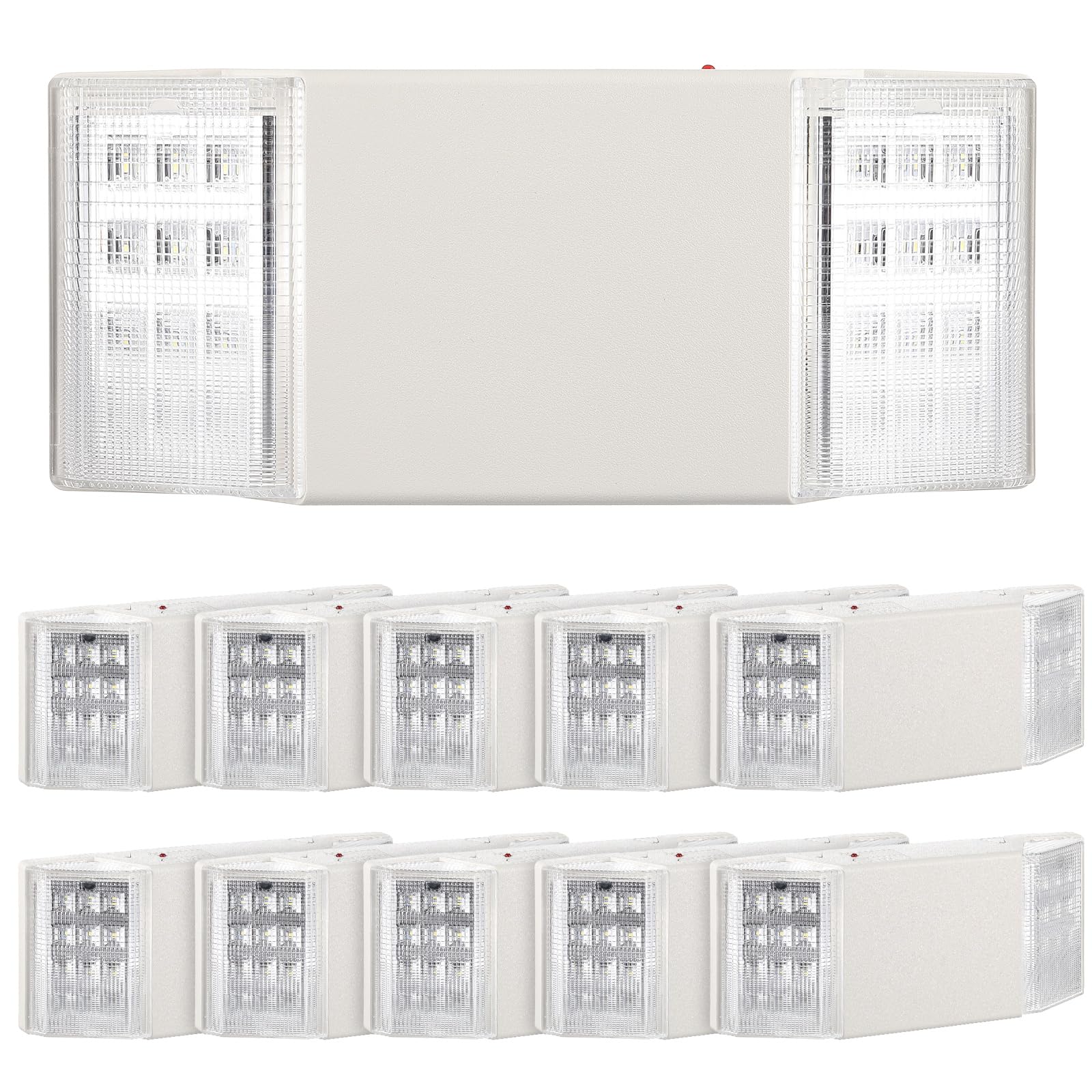Baquler 12 Pcs Emergency Lights for Business, with Battery Backup 2 Adjustable LED Head Ac 120/277v Commercial Emergency Lightin
