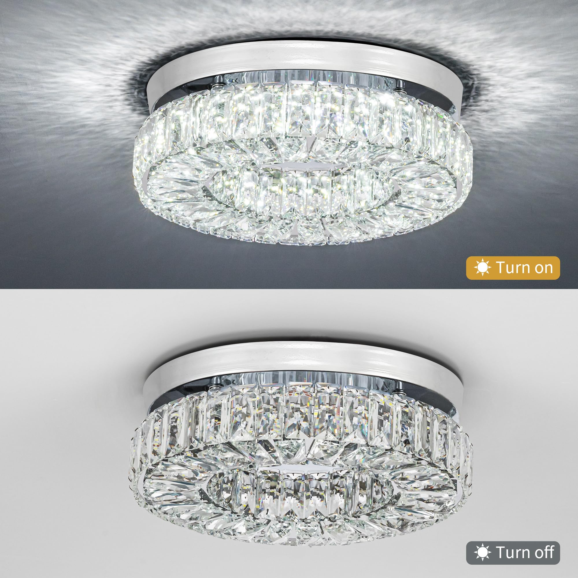 11.8Modern Crystal Chandeliers Flush Mount Ceiling Light Fixture Led Chandeliers With Crystals Hallway Light Bedroom Chandelier
