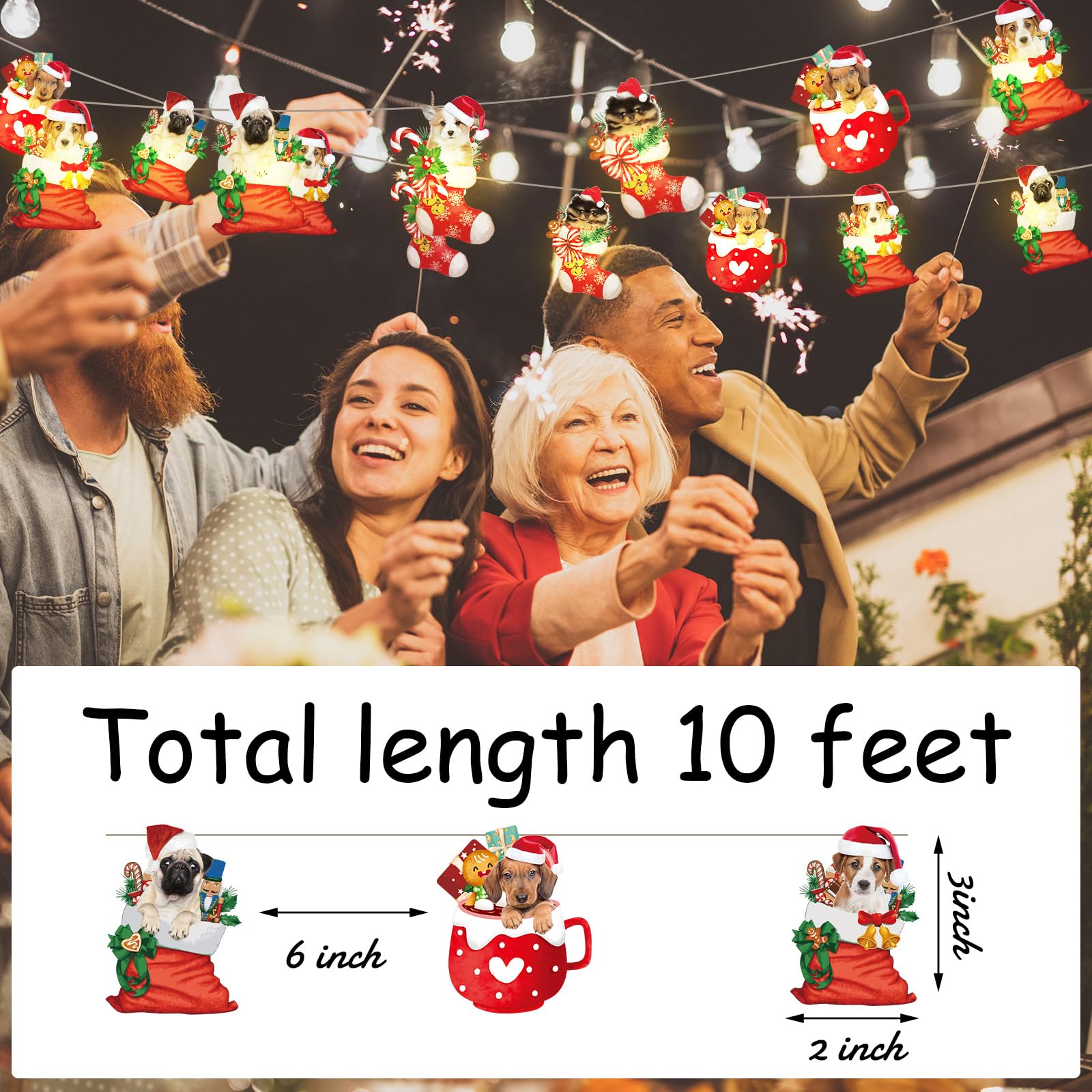 Ganeen Christmas String Lights 20 Led 10 Ft Cute Hanging String Lights For Christmas Tree Battery Operated Indoor Holiday Lights For Xmas Party Decorations Outdoor Mantel Fireplace(Cute Dog)