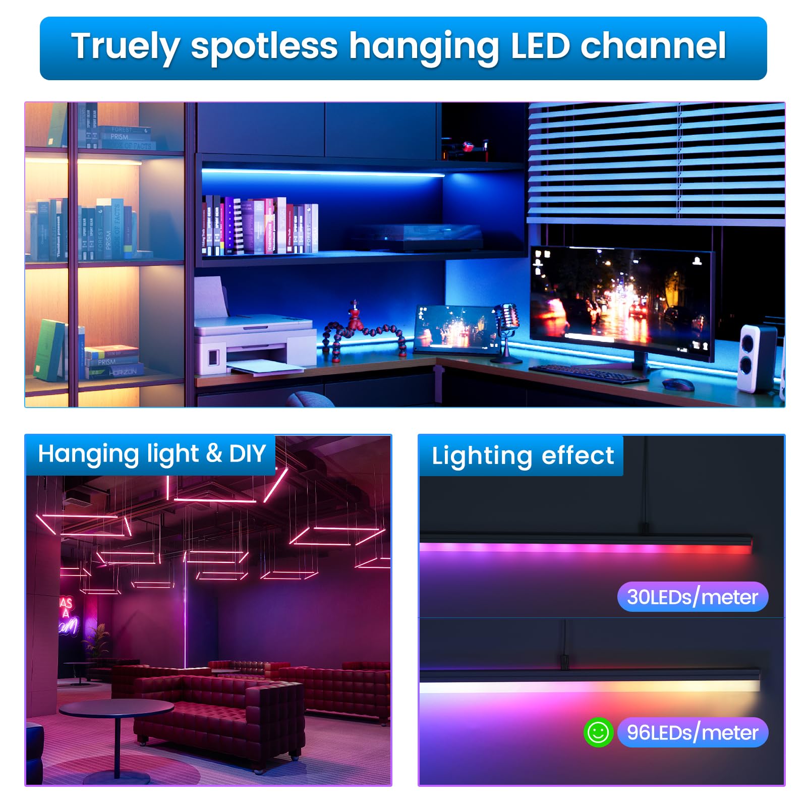 Muzata LED Channel Diffuser - 5Pack 3.3FT Silver Aluminum U116 with Milky White Cover