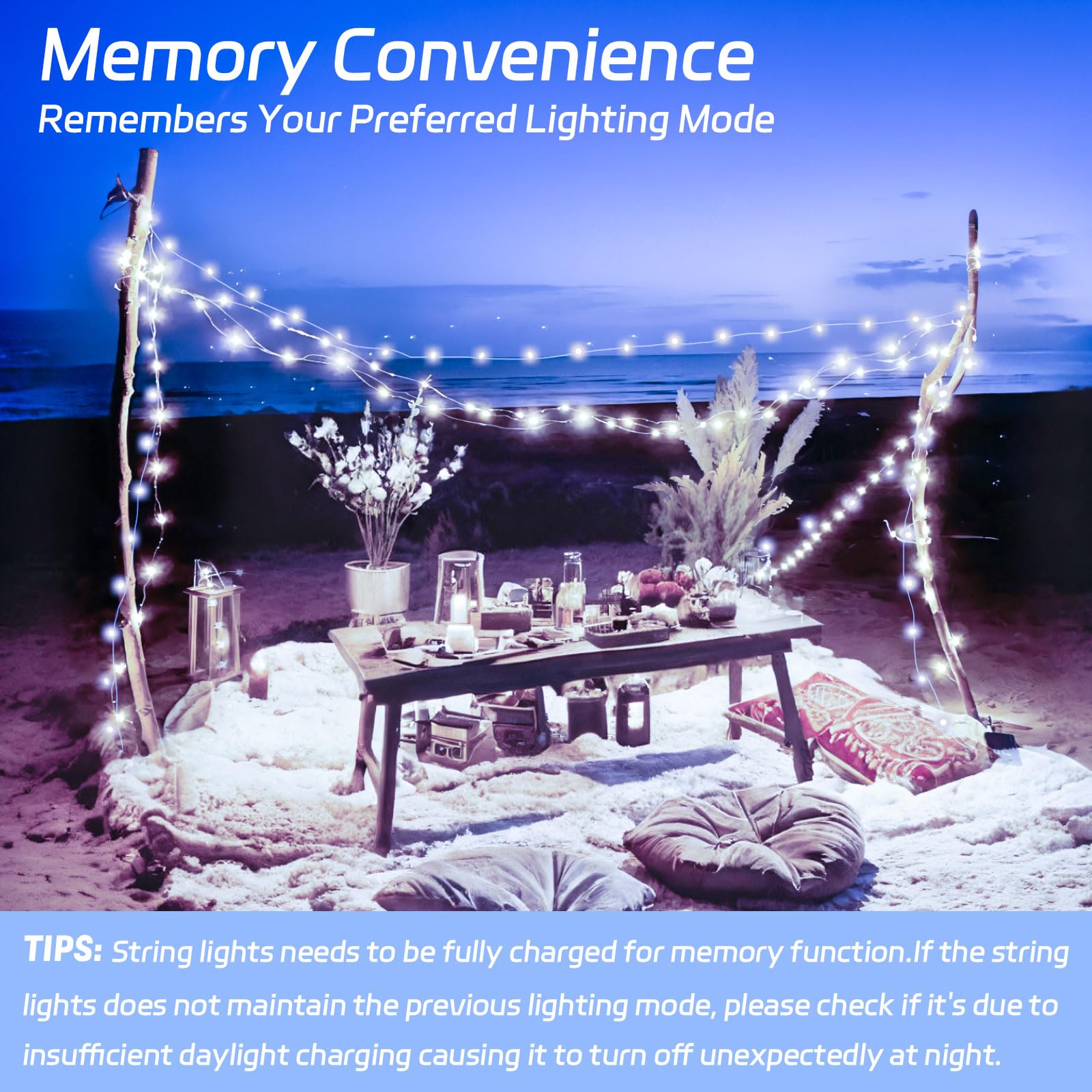 Cshare Solar Fairy Lights Outdoor Waterproof,16.4Ft 50Led Solar String Lights For Outside 8 Modes 2 Packs For Patio Backyard Gar