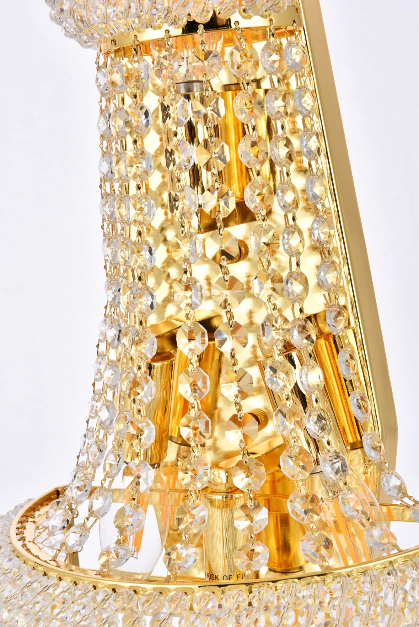 Elegant Lighting Gold Wall Sconce, 4 Light Fixture With Clear Royal Cut Crystal