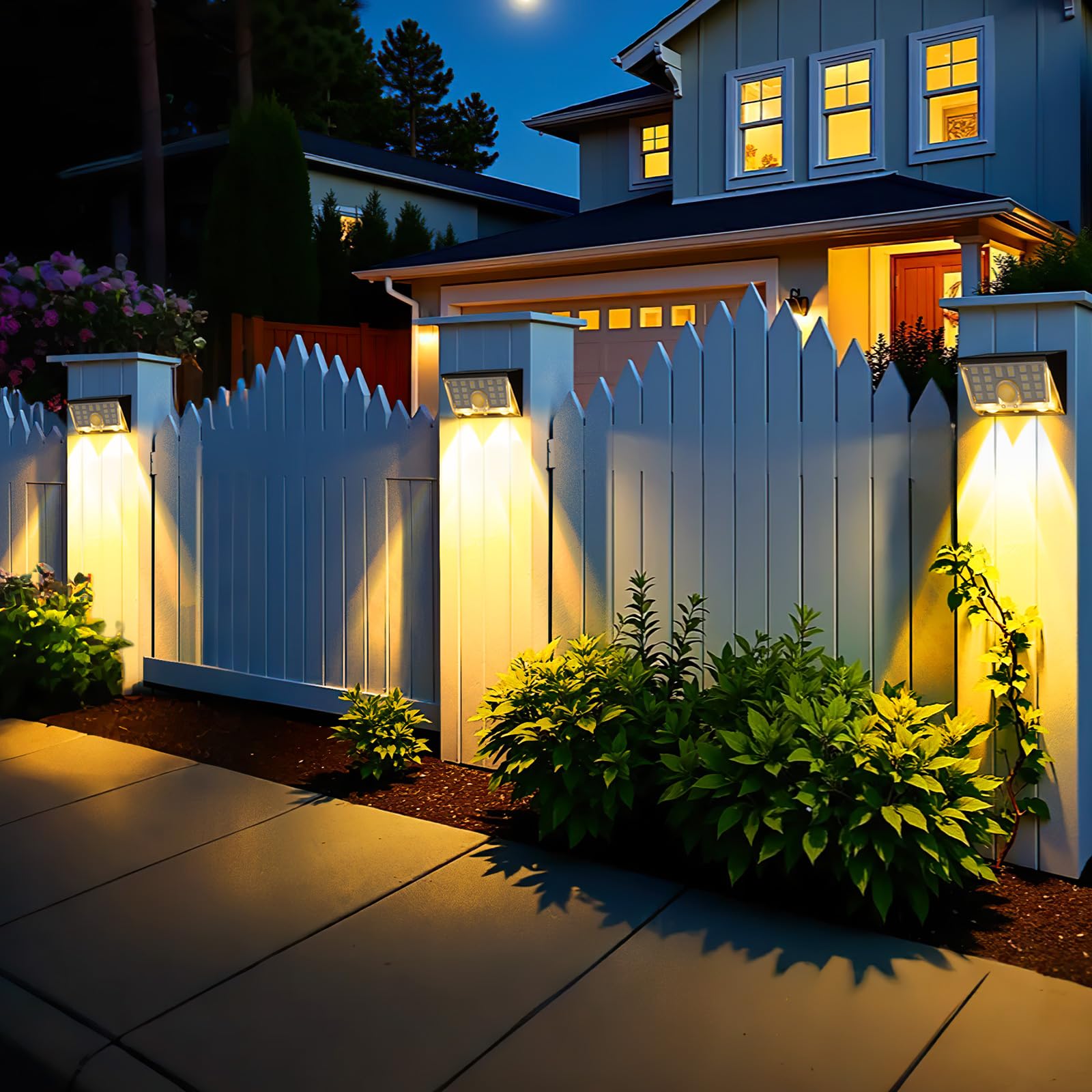 Jsot Solar Fence Lights Outdoor  4 Modes Solar Lights Outdoor Waterproof Ip65  6Pack Motion Sensor Bright Wall Security Lighting For Outside Yard Front Door Fence - Cool White