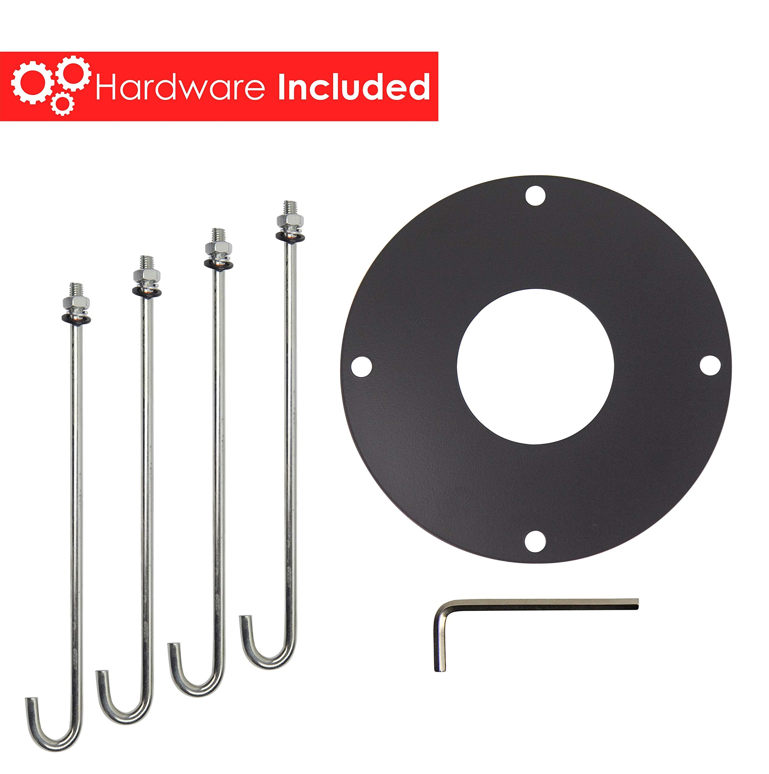 Solus Sb-2403-Bk Die Cast Aluminum Stand For 3'' Surface Mount Post, Flange Base With Anchor Bolts Included, Black, Single Pack