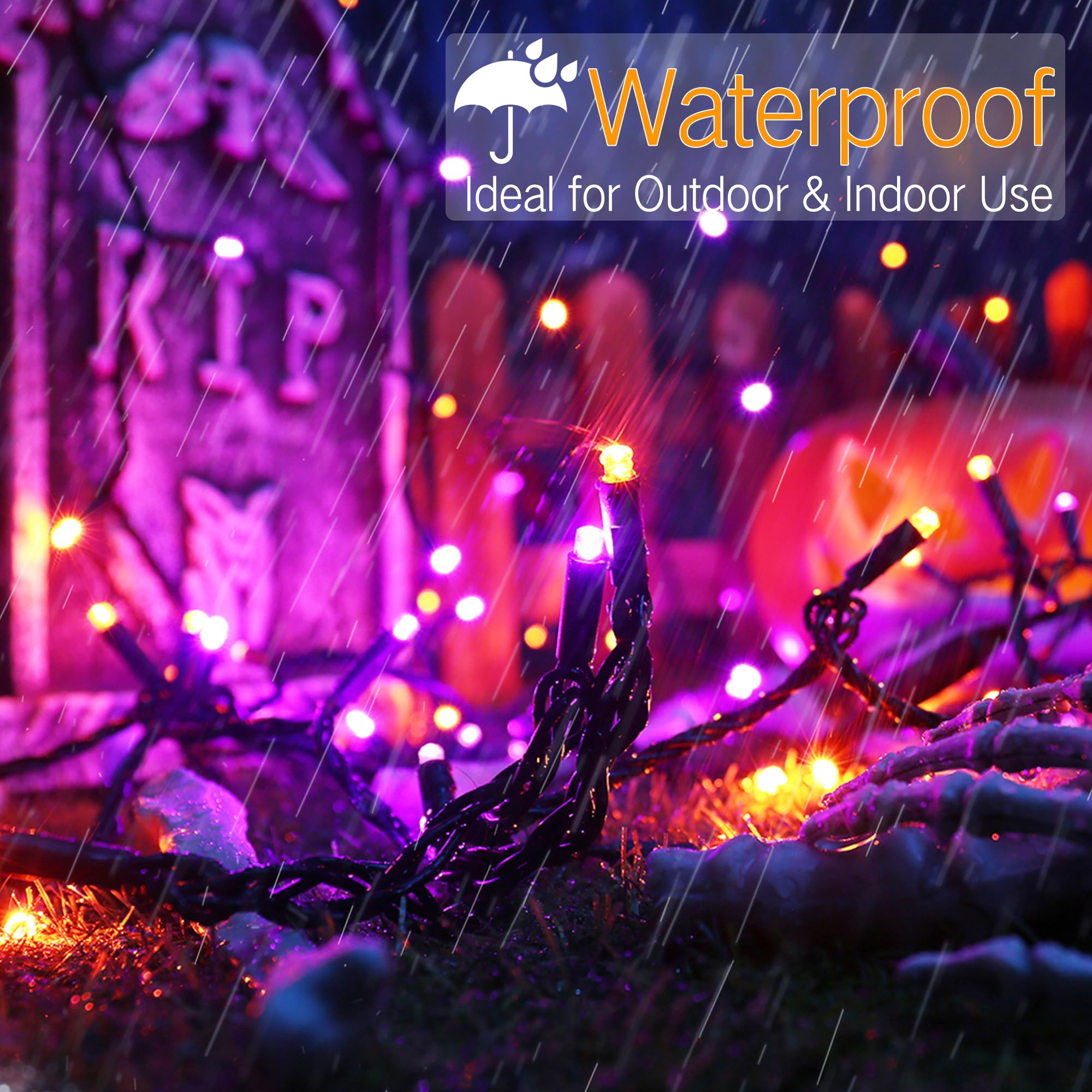 Brizled Halloween String Lights, 33Ft 100 Led Purple & Orange Halloween Lights 5Mm Wide Angle Gentle Twinkle Halloween Lights, 120V Ul Certified Connectable Orange Light For Halloween Tree Party Decor