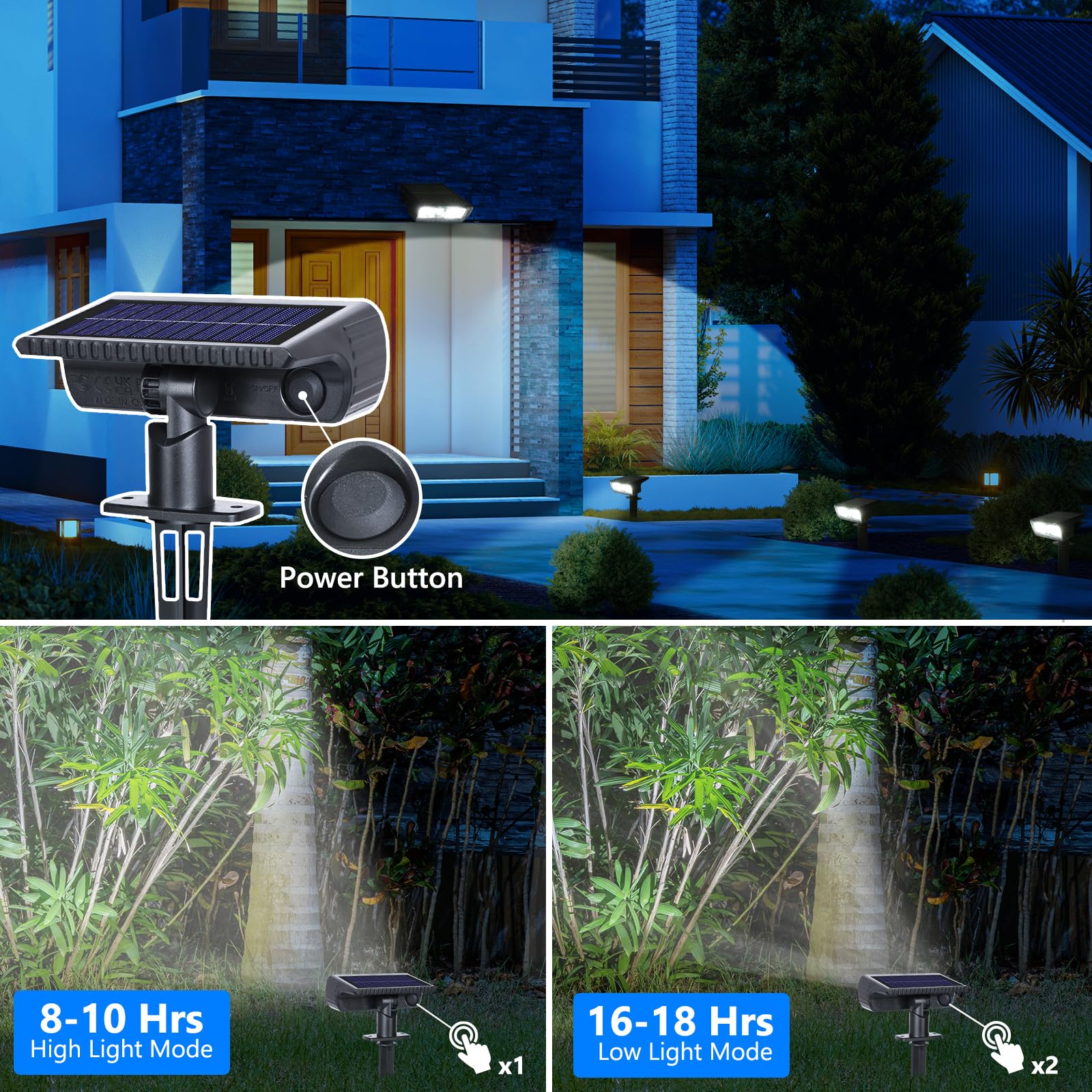 Toodour Solar Spot Light Outdoor  4 Pack Solar Lights Outdoor With 2 Modes  Waterproof Solar Powered Flood Lights Landscape Lighting For Yard Garden Home Pathway Walkway Outdoor Decor - Cool White