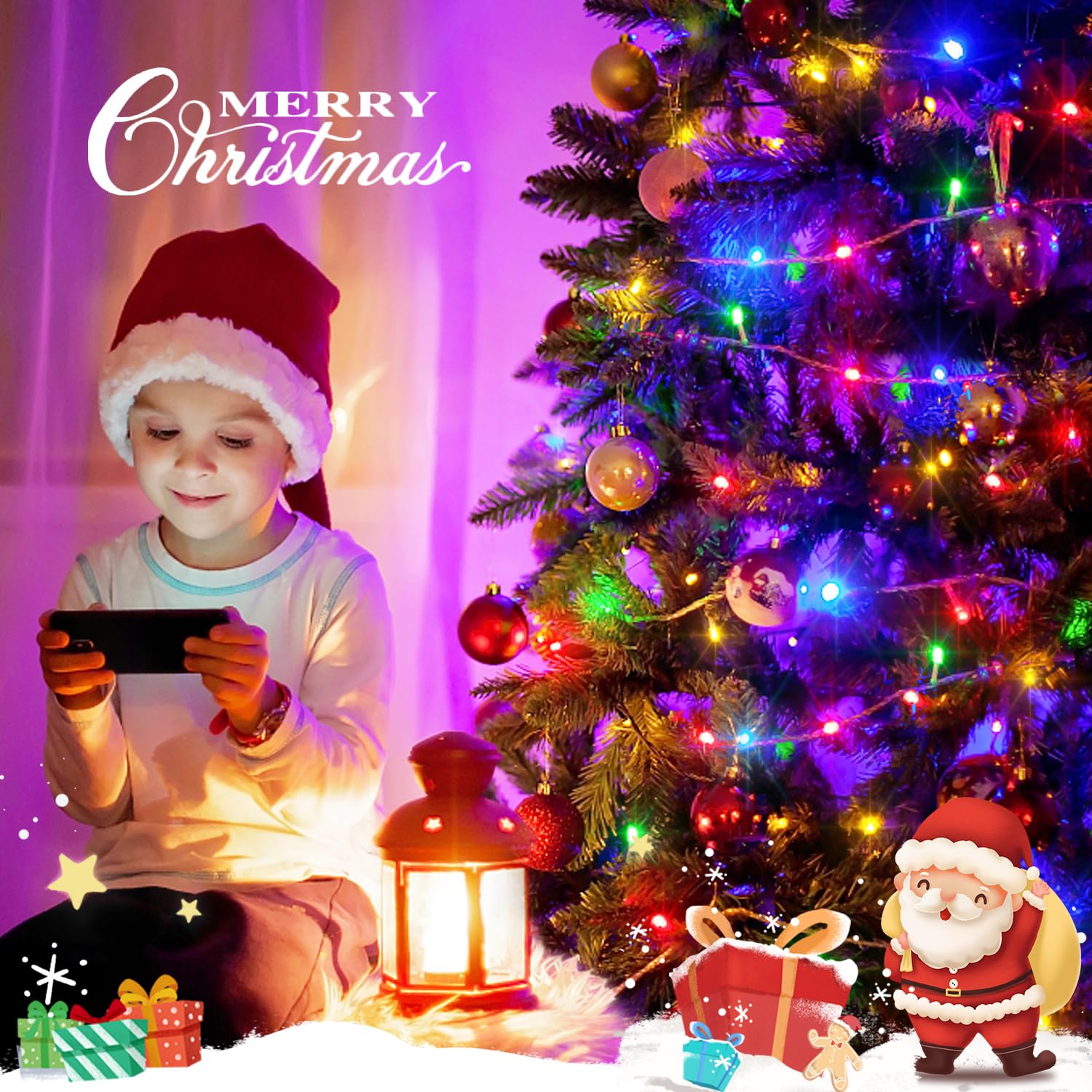 JMEXSUSS Easter String Lights, 33ft Battery Operated, 100 LED, 8 Modes, Waterproof, Multicolor Decor for Indoor/Outdoor Use