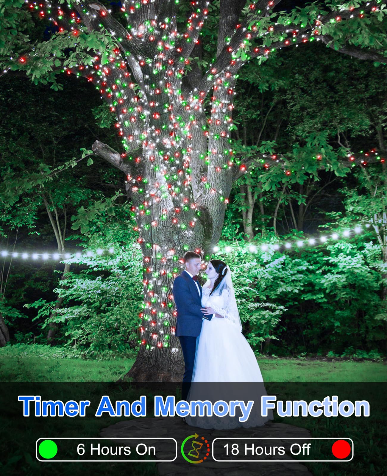 Xmasbokeh Red White Green Christmas Lights Outdoor  80Ft 240 Led Christmas Tree Lights Waterproof Plug In  8 Modes Connectable Christmas Decorations Green Wire For Indoor Home House Patio Holiday