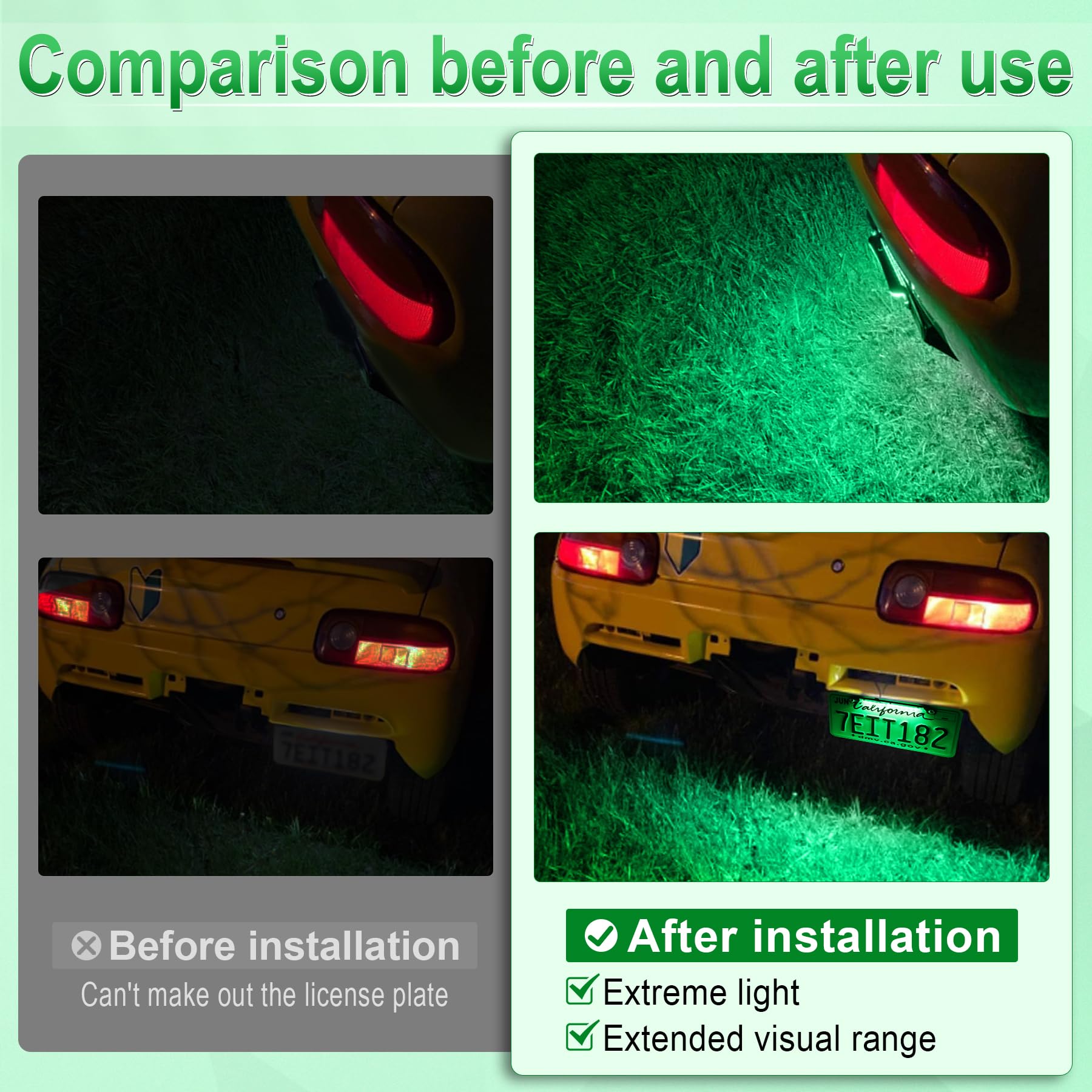 LivTee LED License Plate Light Assembly, Green 6000K, Extremely Bright for Trailer UTV ATV Truck RV Boat Car Accessories