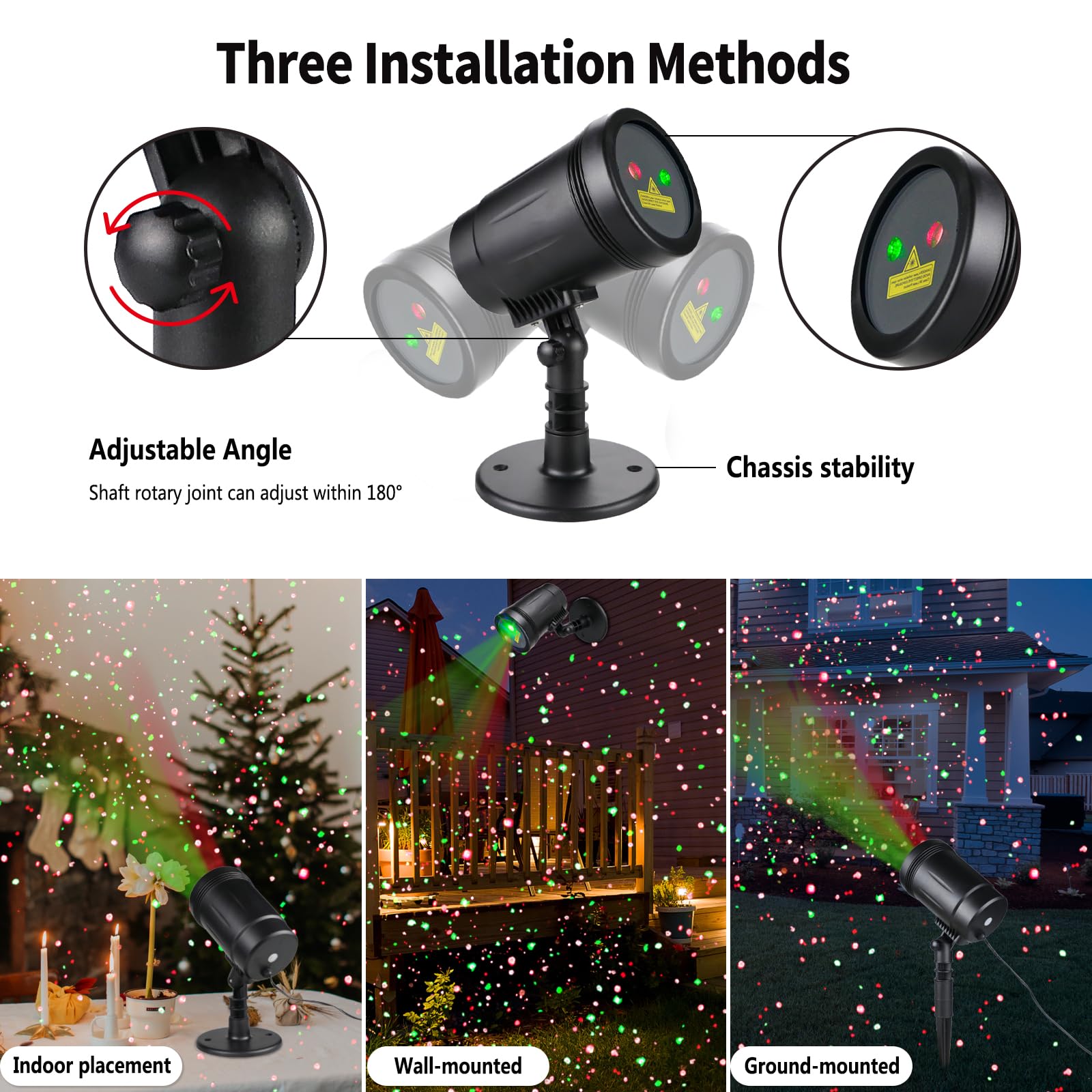Christmas Laser Projector Lights Outdoor Indoor, 2 Colors With Red And Green Star Show, Christmas Laser Projector Lights Waterpr