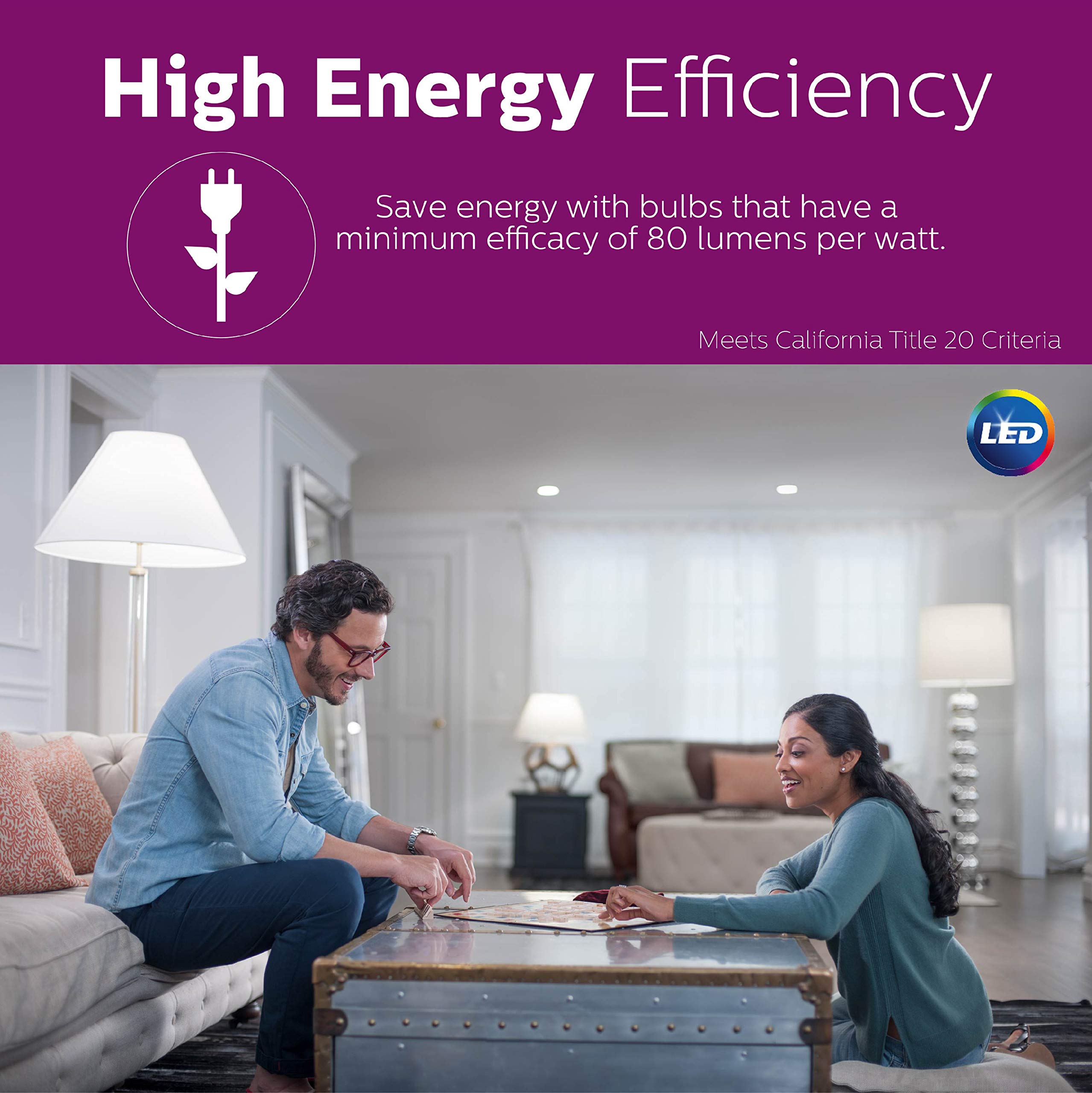 Philips LED BR30 Light Bulb, Dimmable, 650 Lumen, Daylight 5000K, 7.5W=65W, E26 Base, 6-Pack