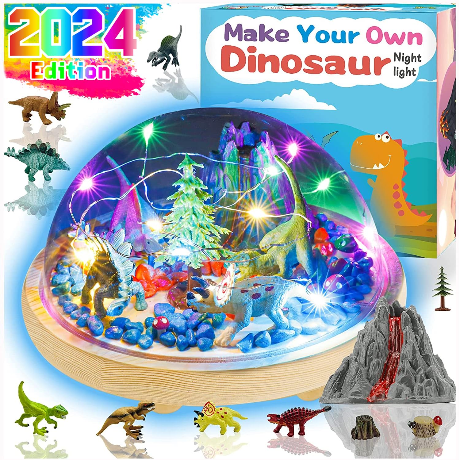 Y YOFUN Make Your Own Dinosaur Night Light - Dinosaur Toys for Kids,Toy Decor & Arts Crafts Night Light Set, Gifts for Boys Age