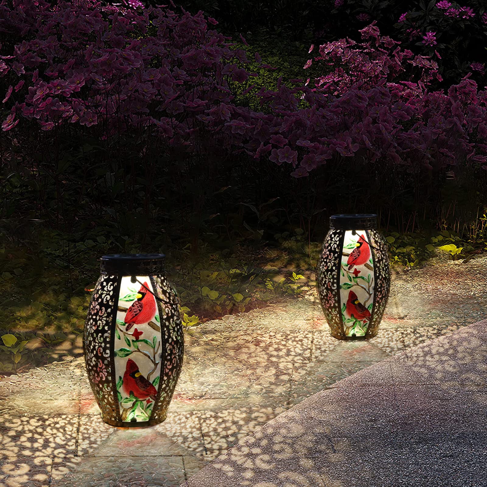 Larekook Outdoor Solar Lantern - Waterproof Metal Hummingbird Lights For Patio & Garden