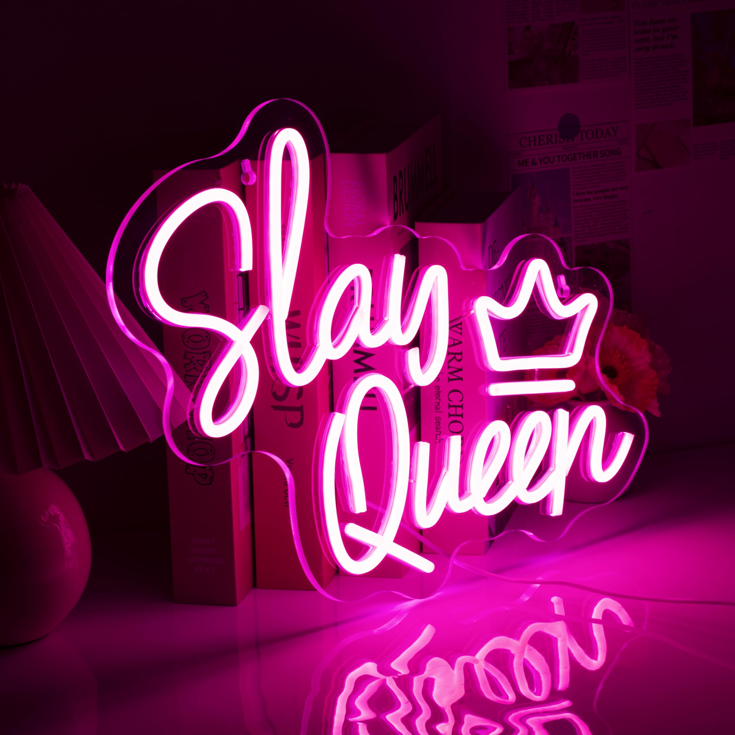 NINTHVEEN Neon Sign LED Light for Bedroom Wall Decor, Game Room, Acrylic, Neon-Queen03