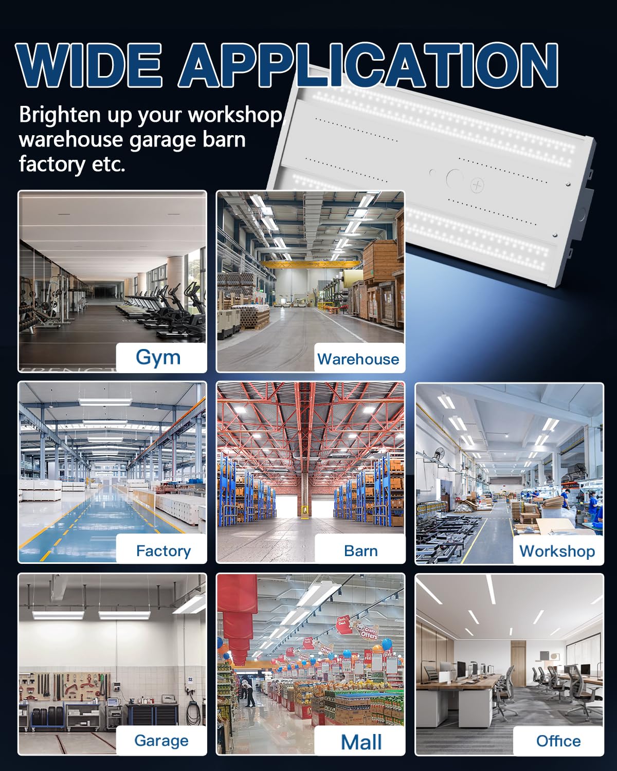 G Gjia Led Linear High Bay Light 16-Pack  300W 45000Lm 0-10V Dimmable 5000K Daylight  Adjustable High Bay Led Shop Lights Lighting Fixtures For Garage Warehouse Workshop  Ul